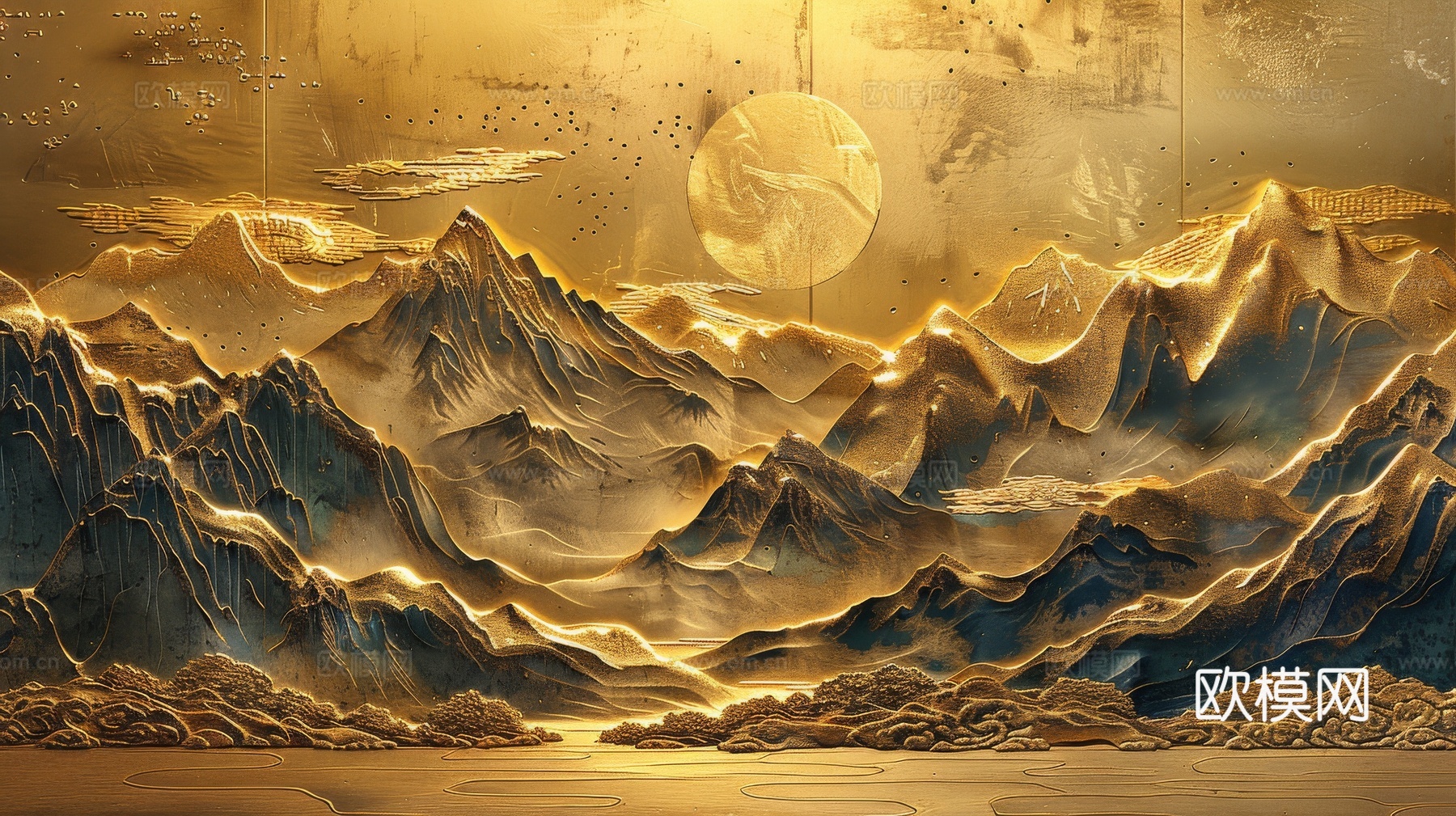 新中式山水国风背景