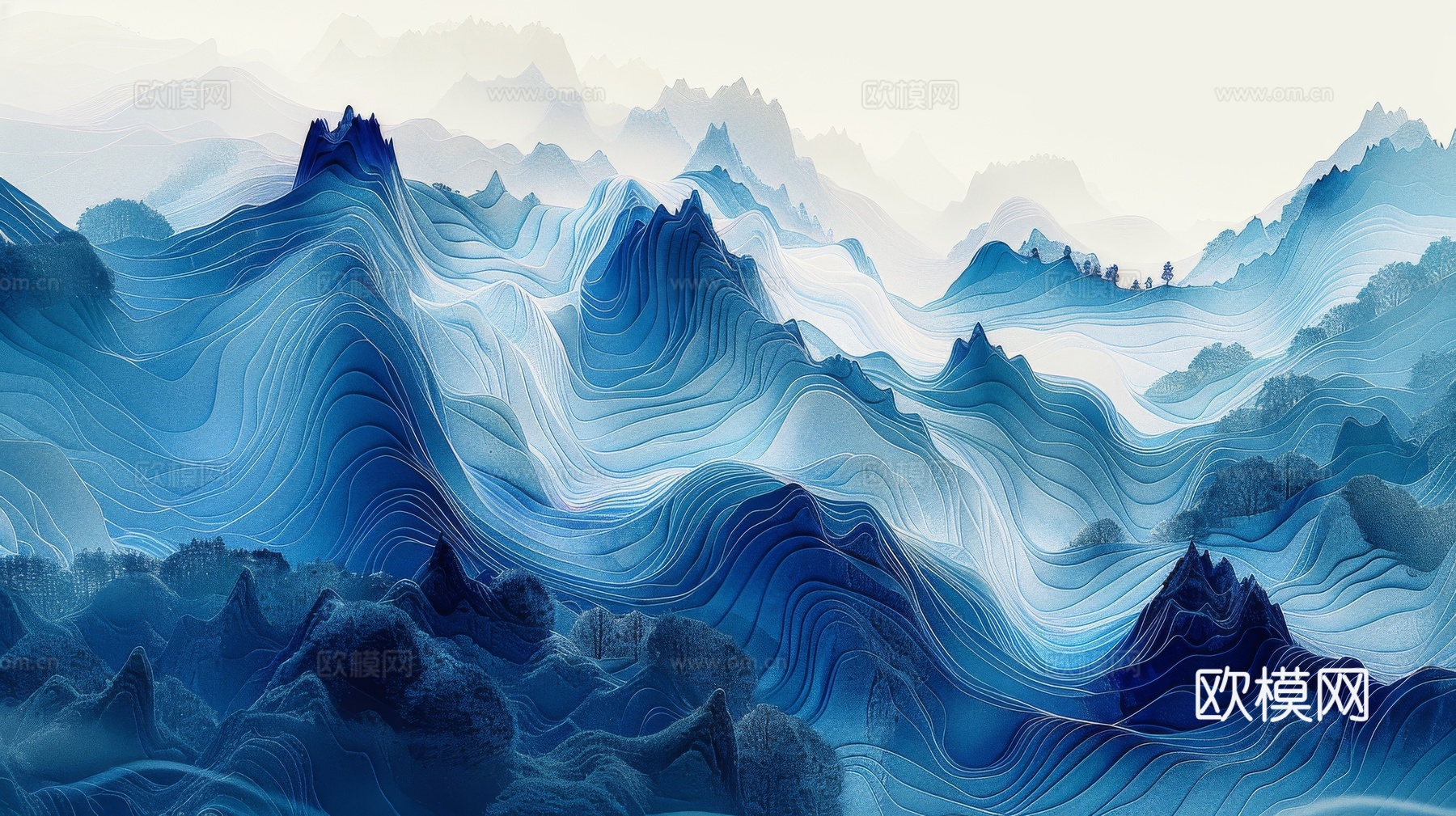 新中式山水国风背景