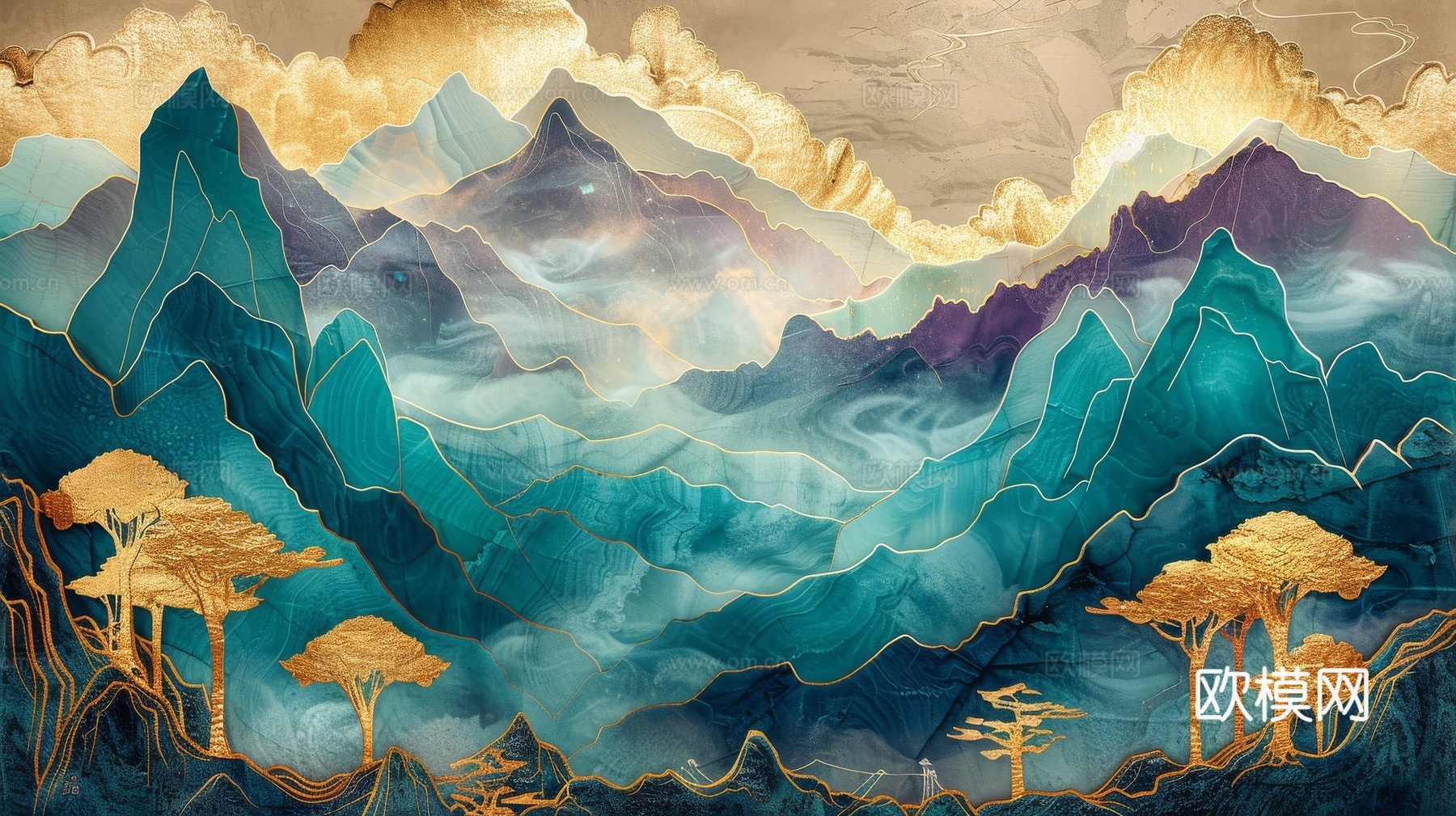 新中式山水国风背景
