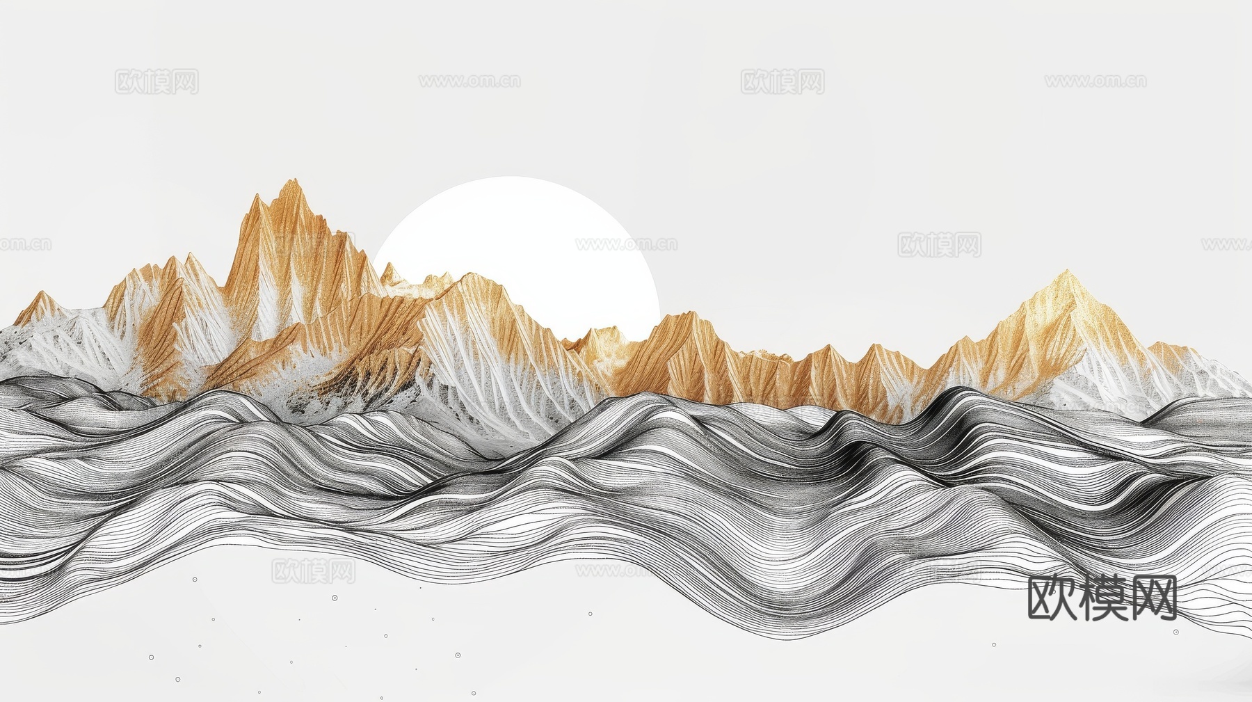 新中式山水国风背景下载（渲染图5）