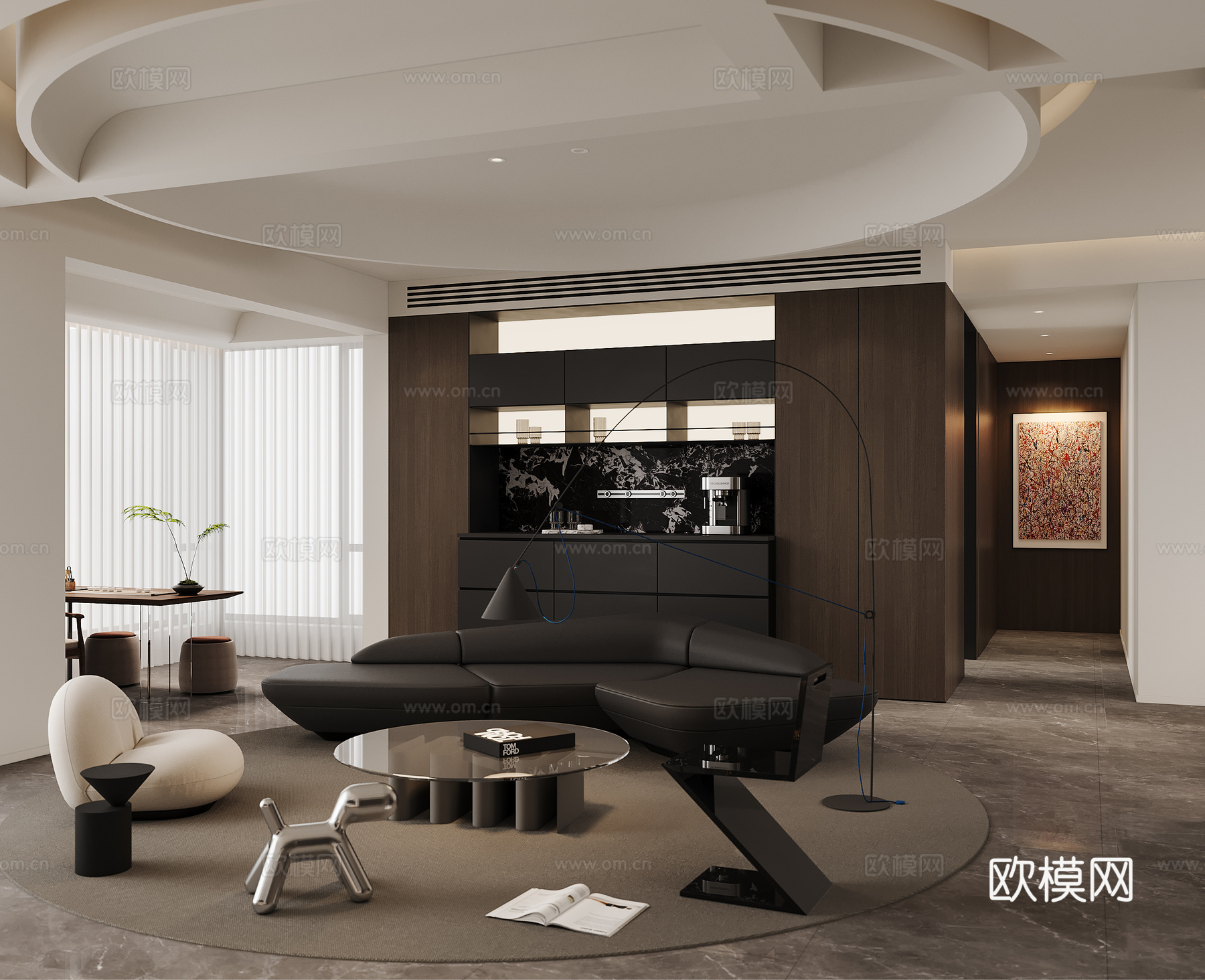 意式客厅餐边柜3d模型