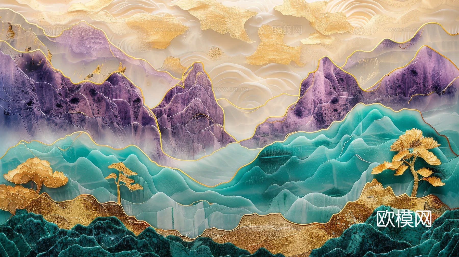 新中式山水国风背景