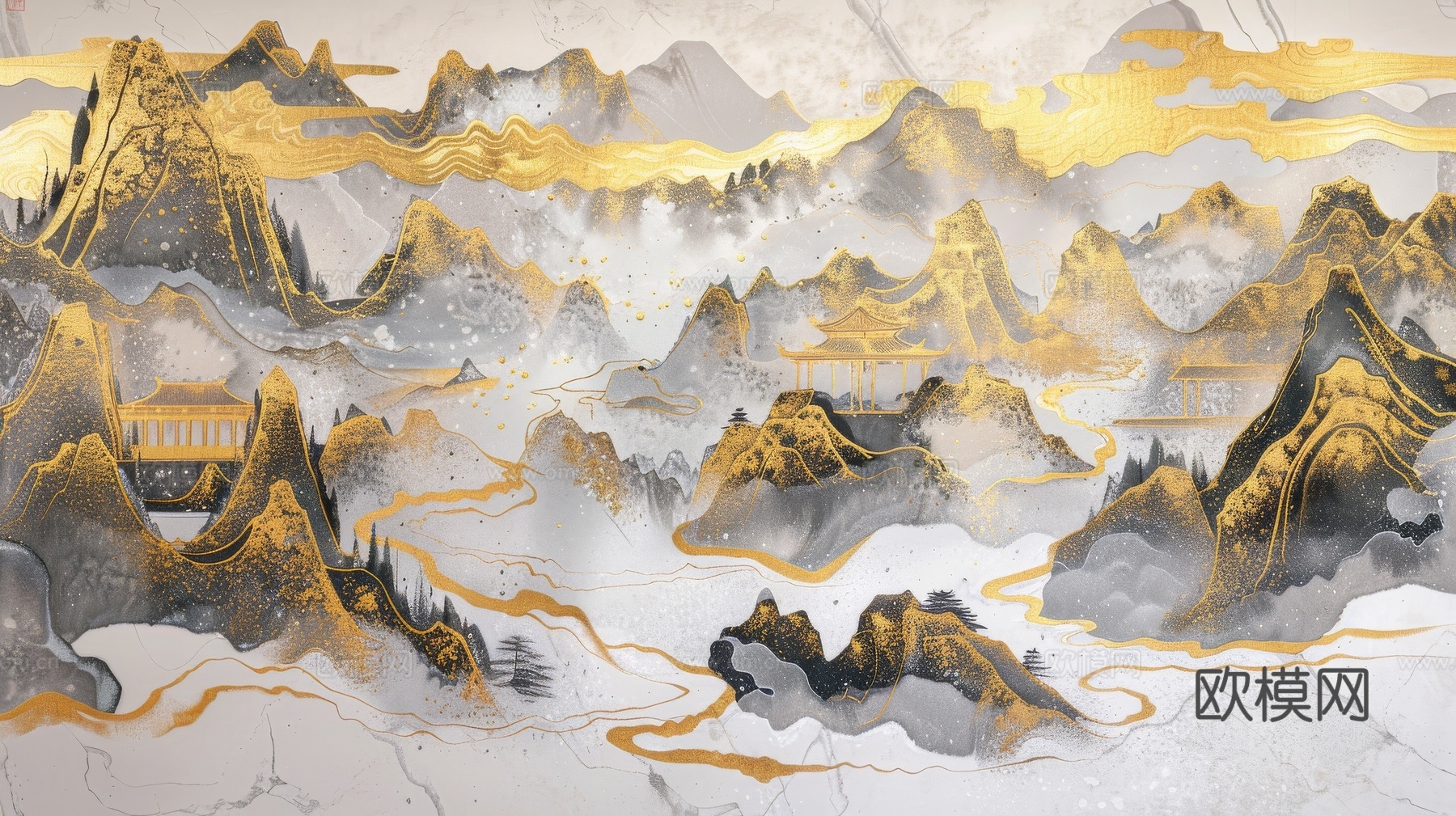 新中式山水国风背景