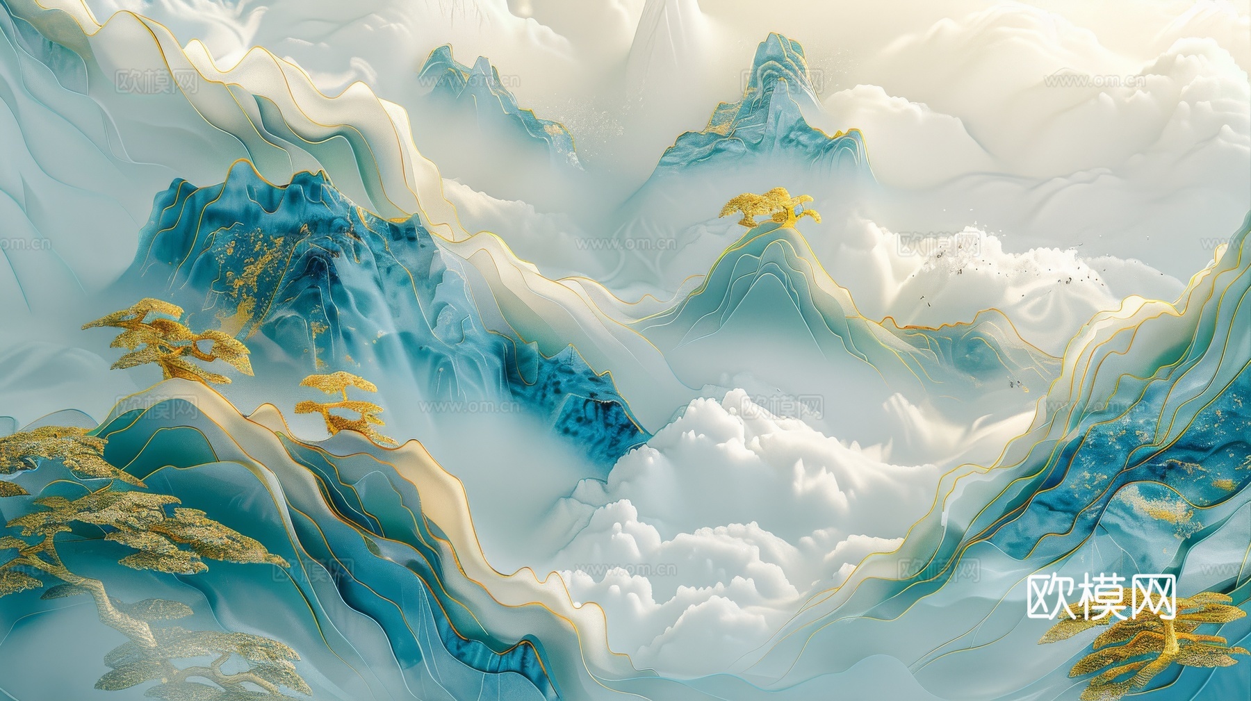新中式山水国风背景