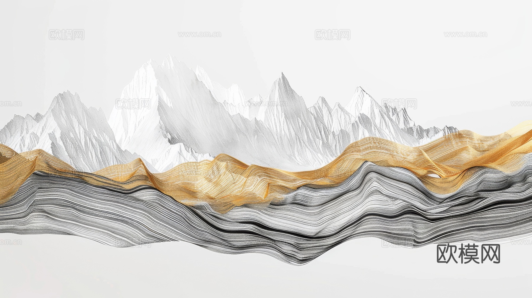 新中式山水国风背景下载（渲染图3）