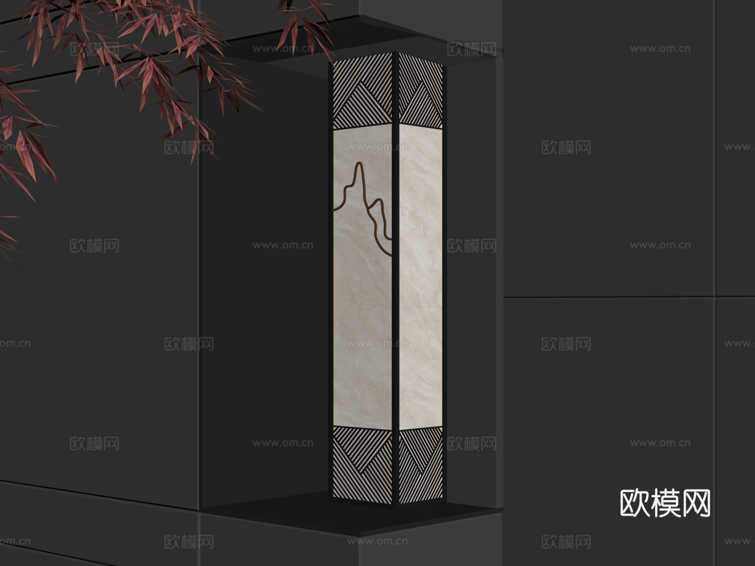 壁灯 新中式壁灯su模型