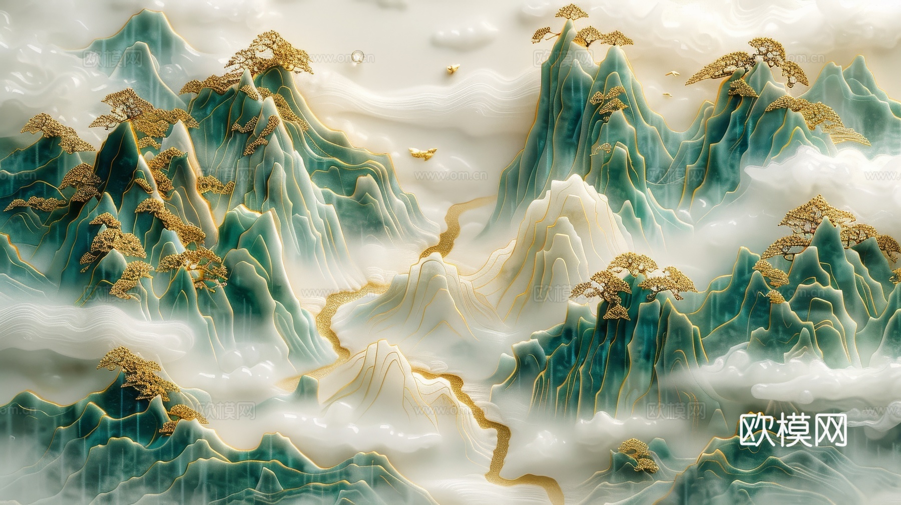 新中式山水国风背景