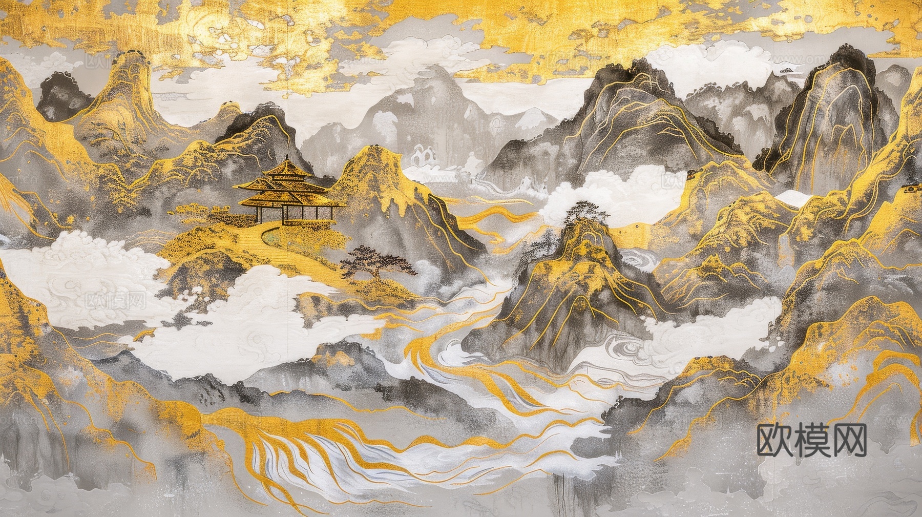 新中式山水国风背景