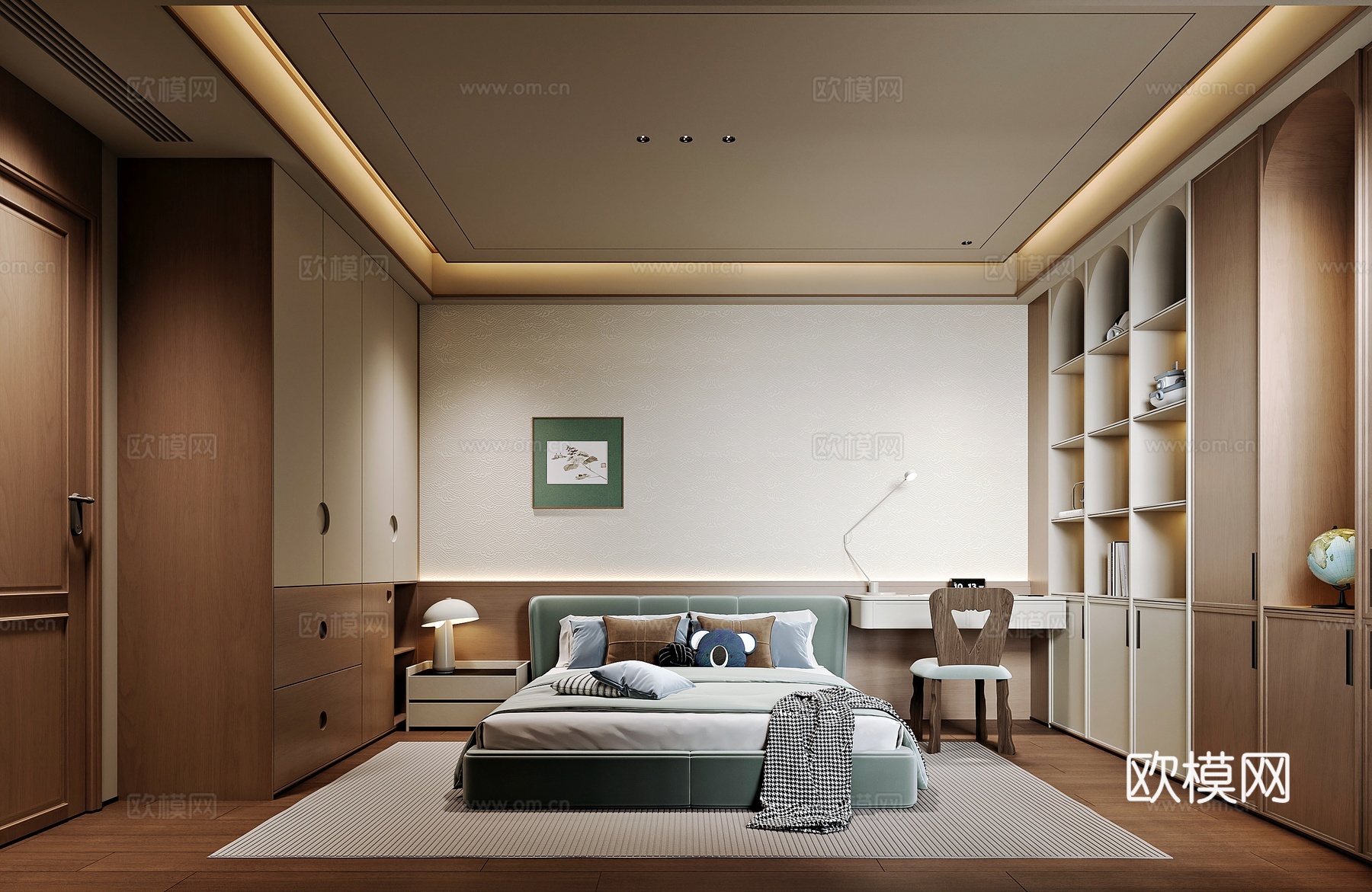 新中式风格家居卧室免费3d模型