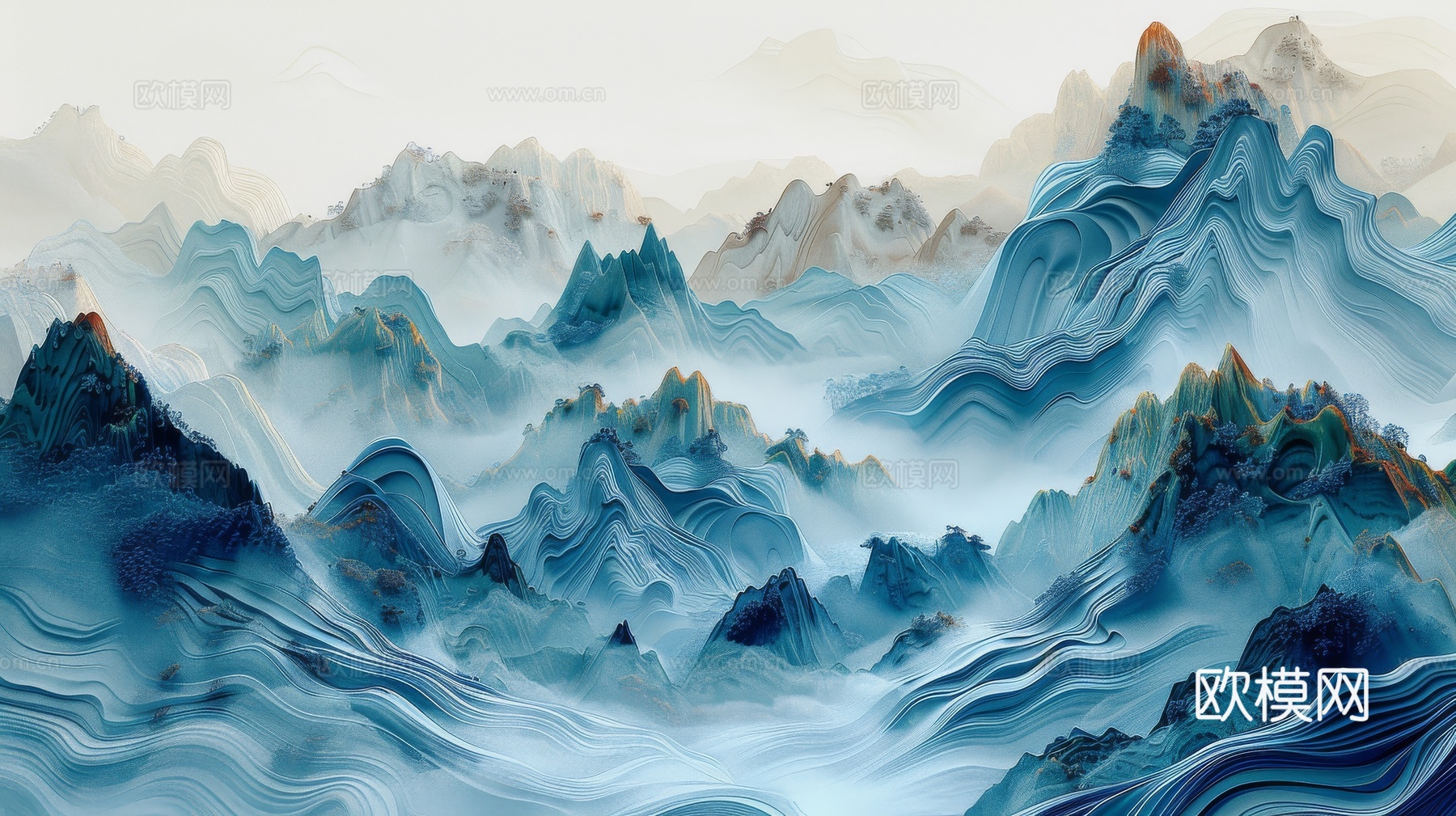 新中式山水国风背景