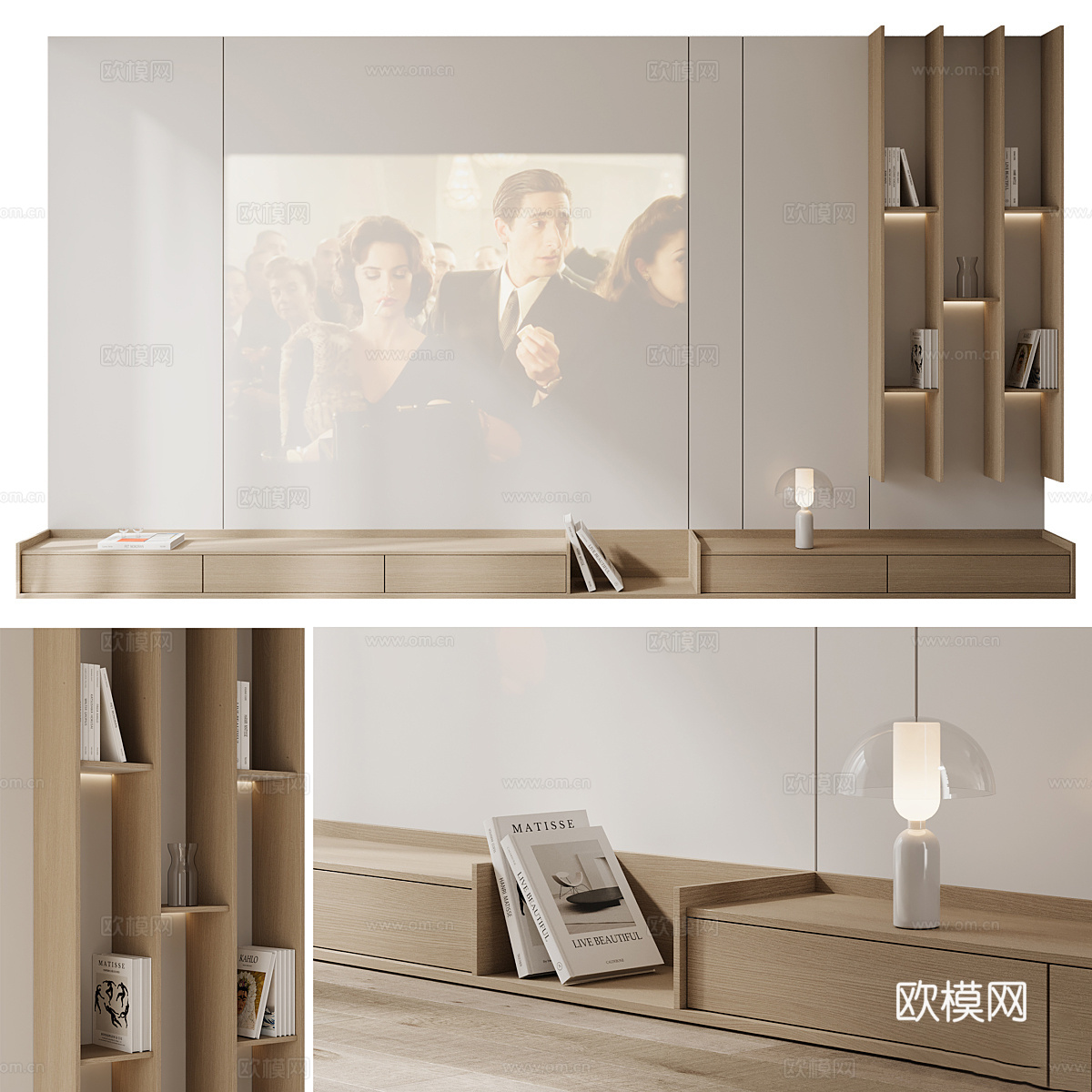 现代极简电视背景墙3d模型
