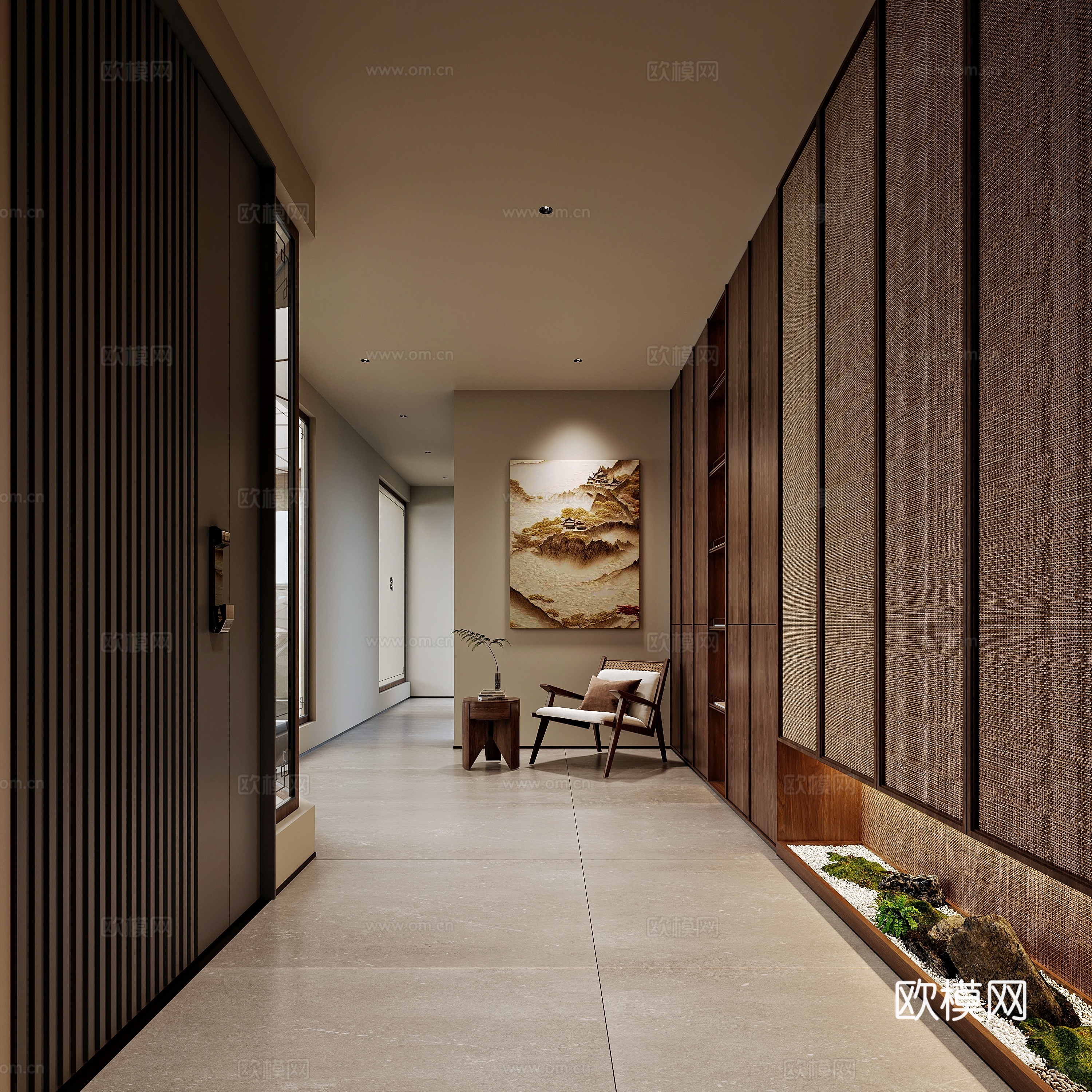 新中式风格家居入户玄关免费3d模型