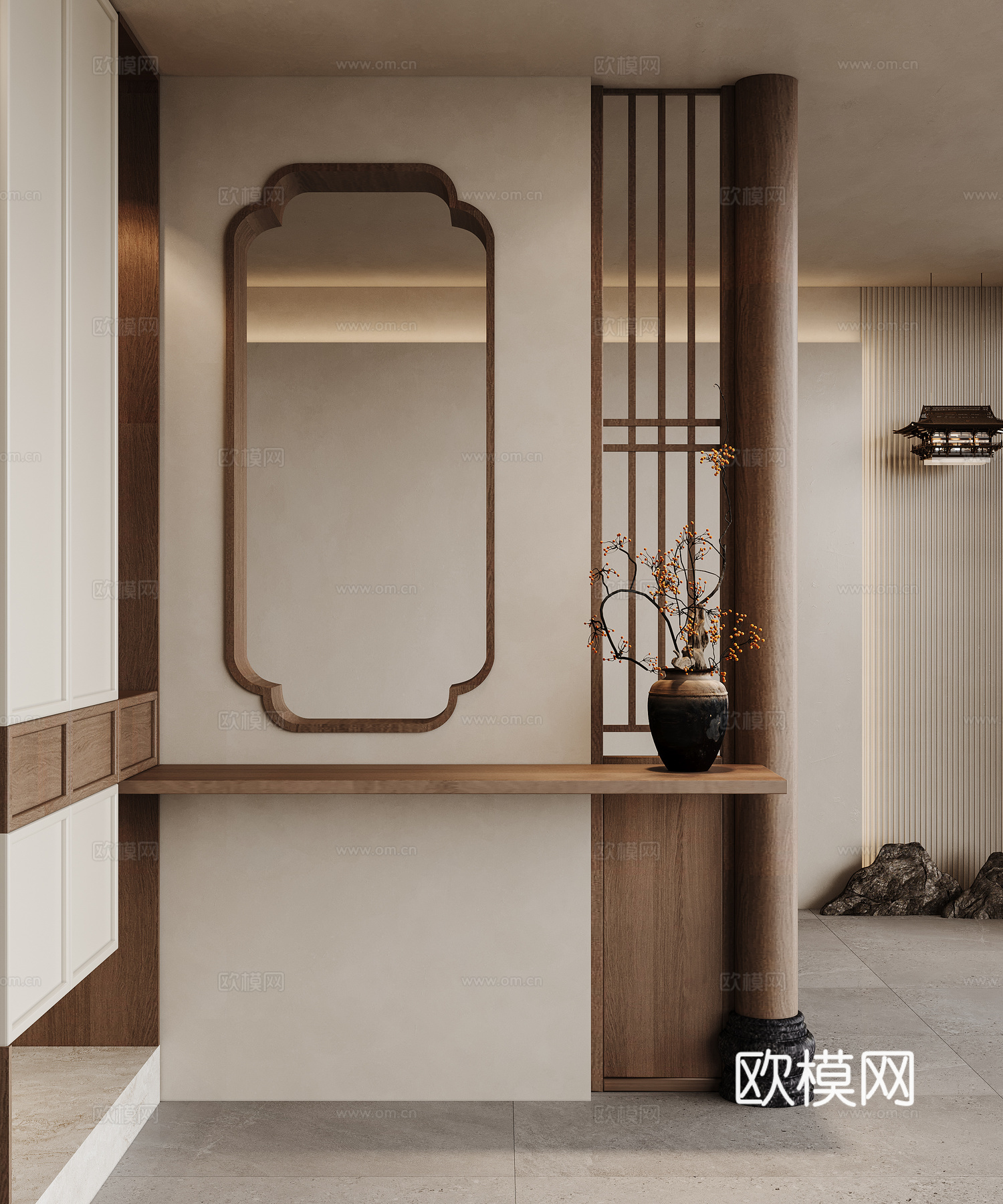 宋式玄关 玄关柜3d模型