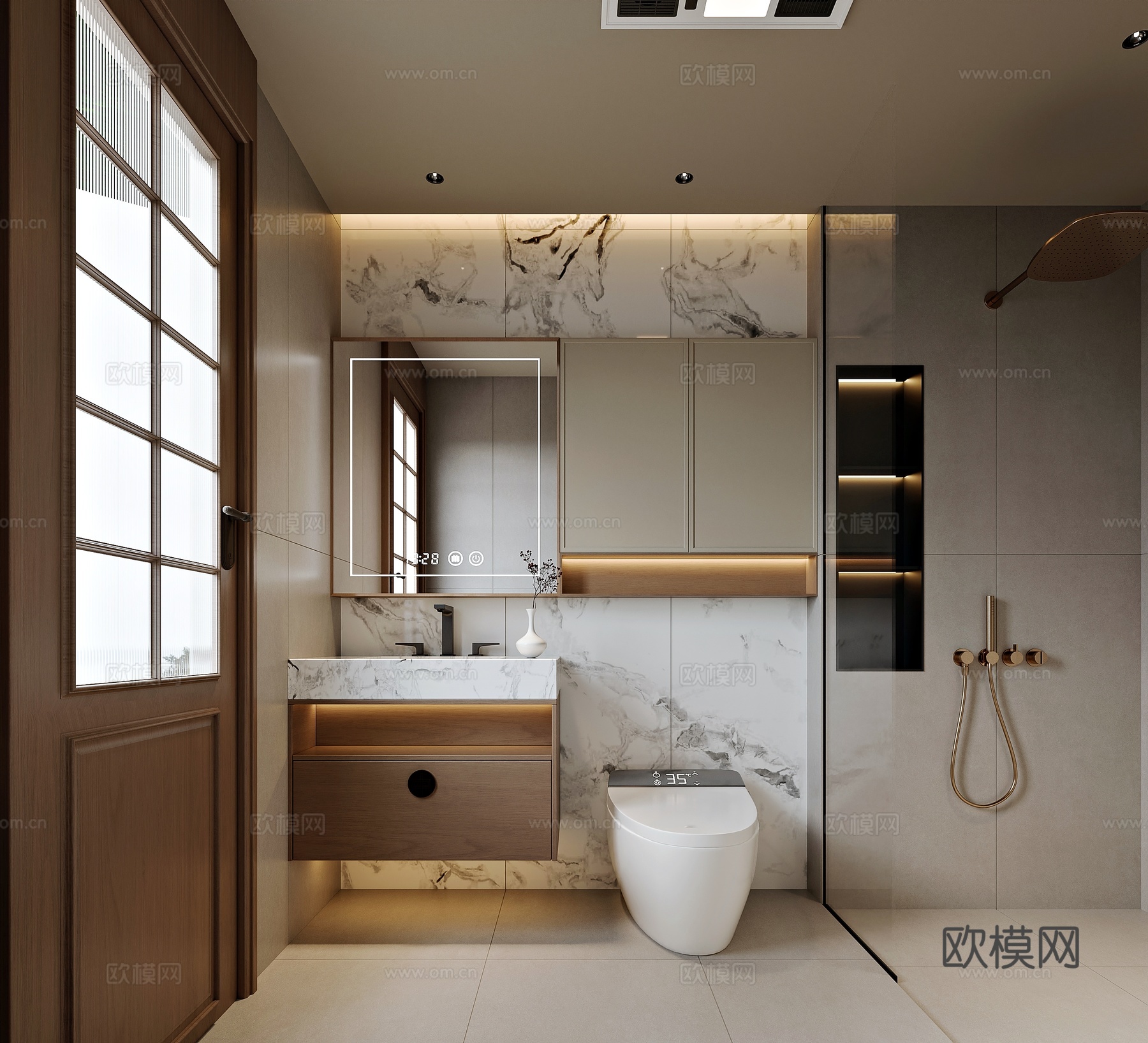 新中式风格家居卫生间 干湿分离卫生间免费3d模型