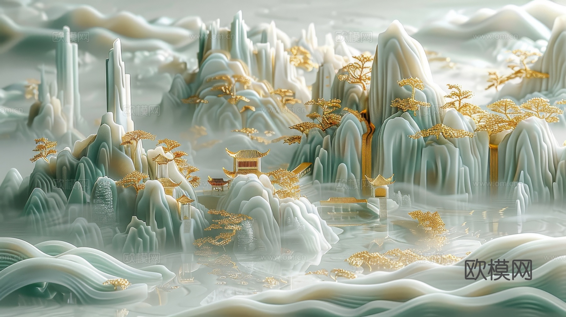 新中式山水国风背景