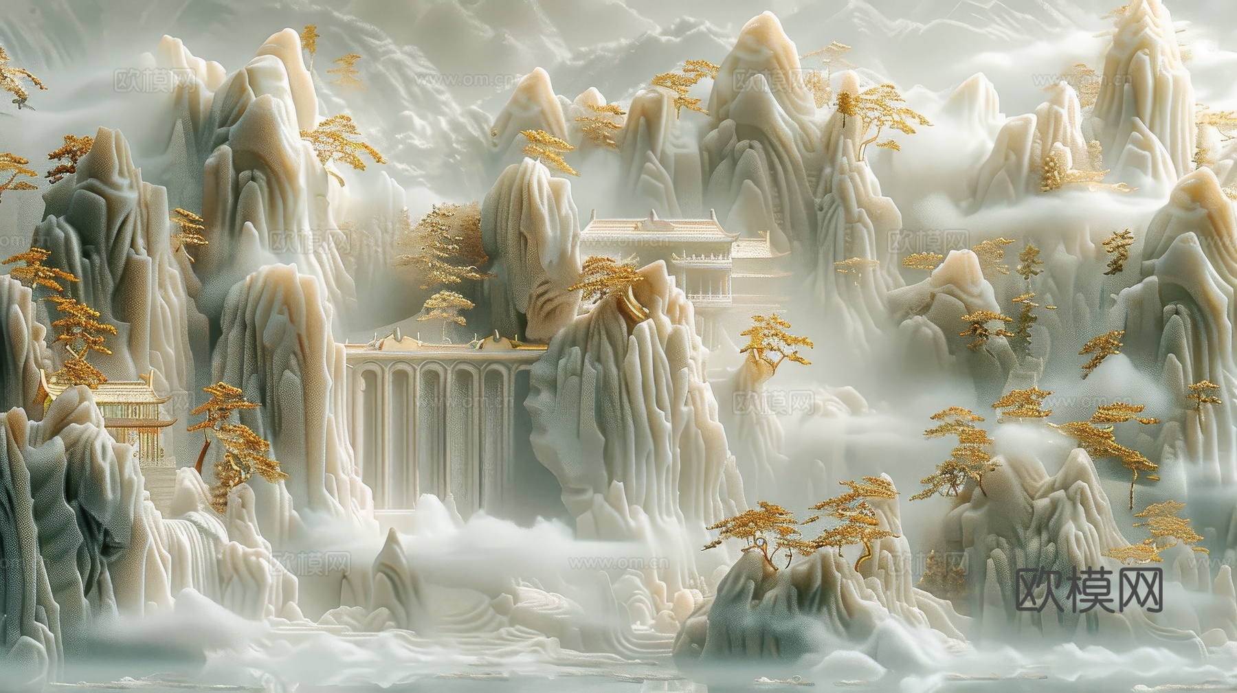 新中式山水国风背景