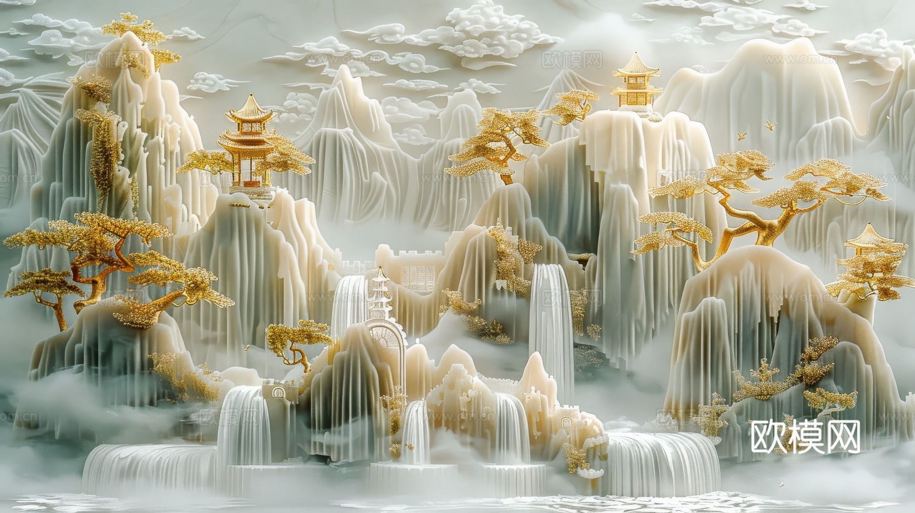 新中式山水国风背景