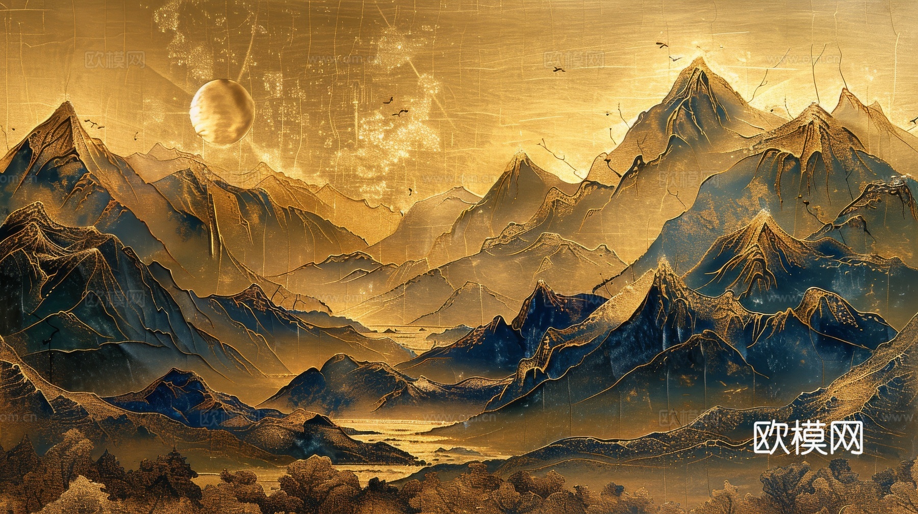 新中式山水国风背景
