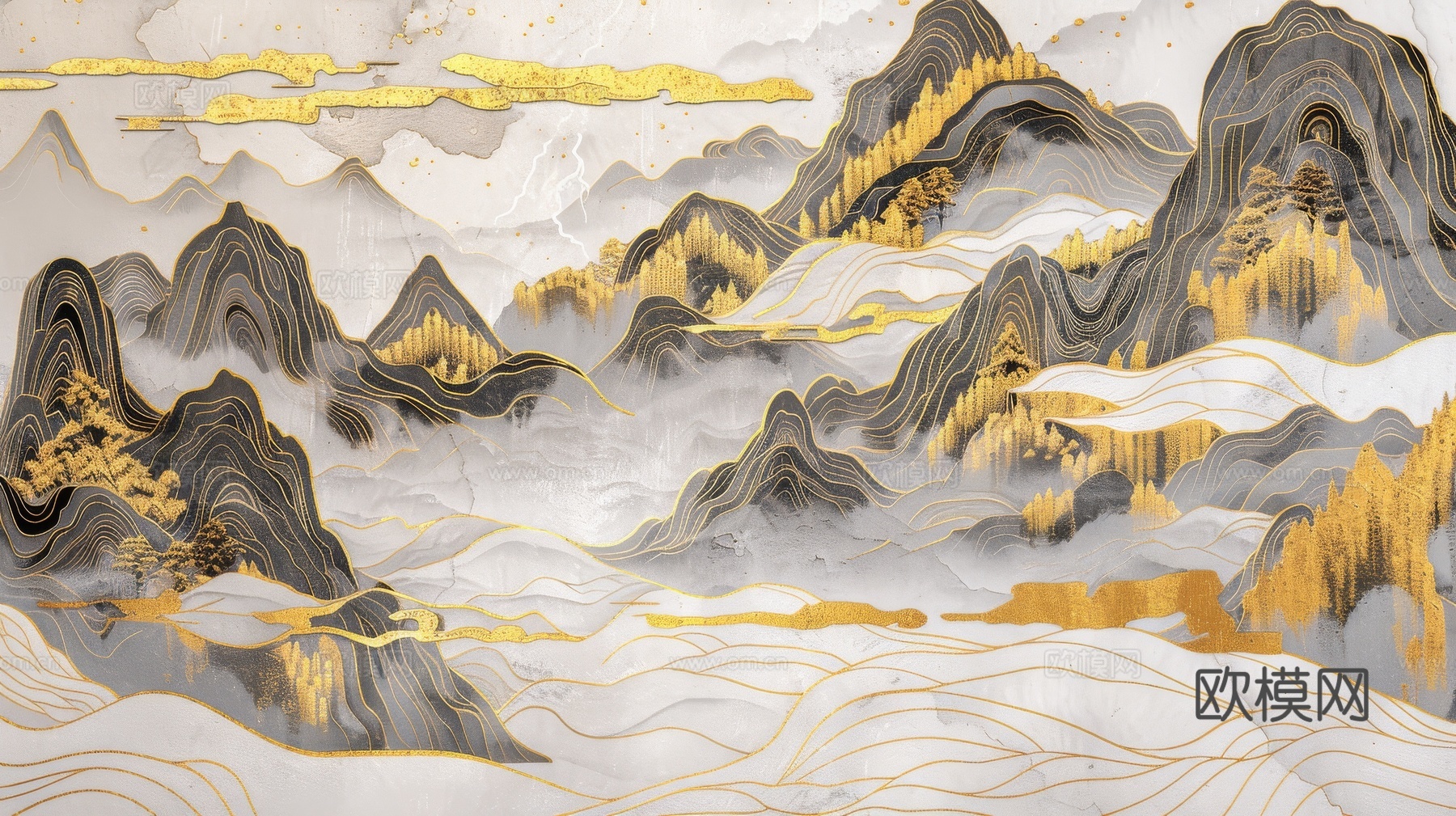 新中式山水国风背景