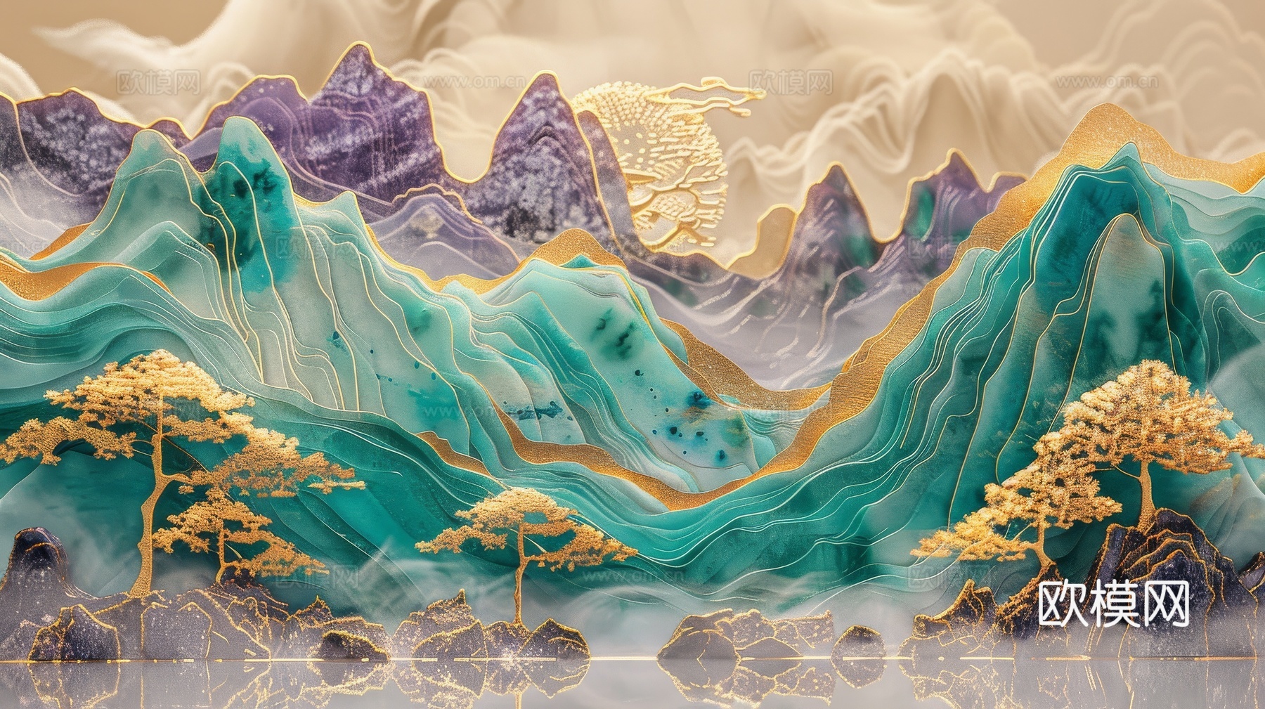 新中式山水国风背景