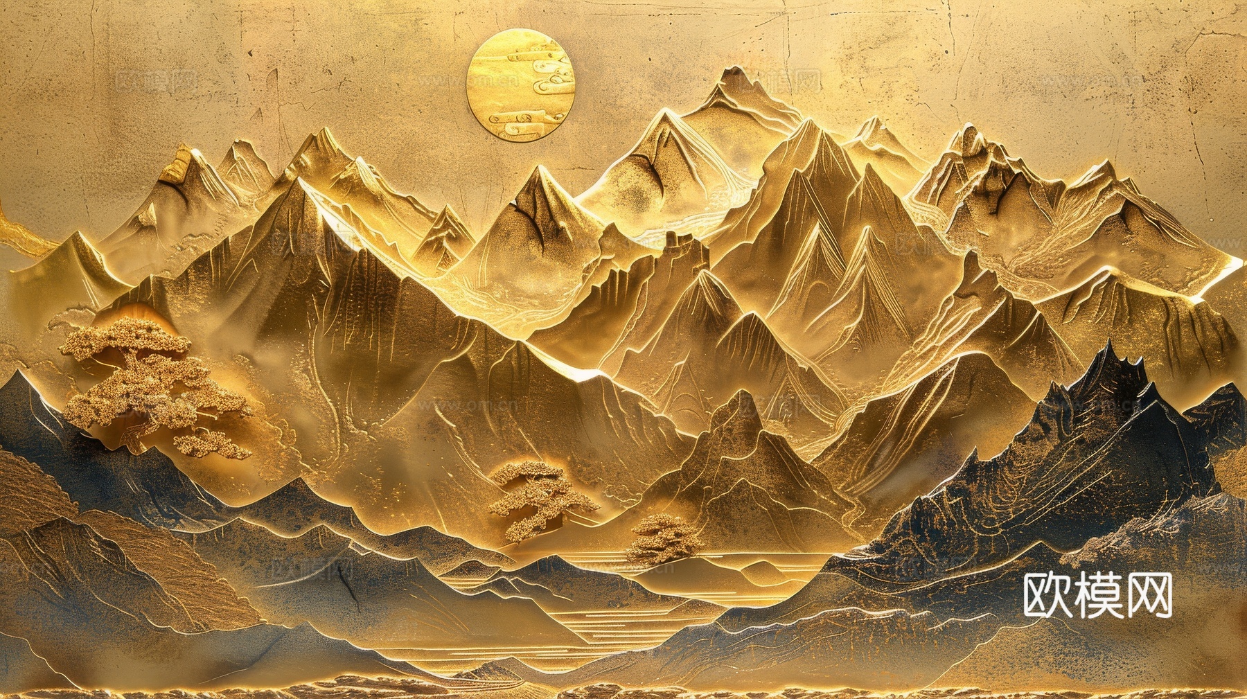 新中式山水国风背景