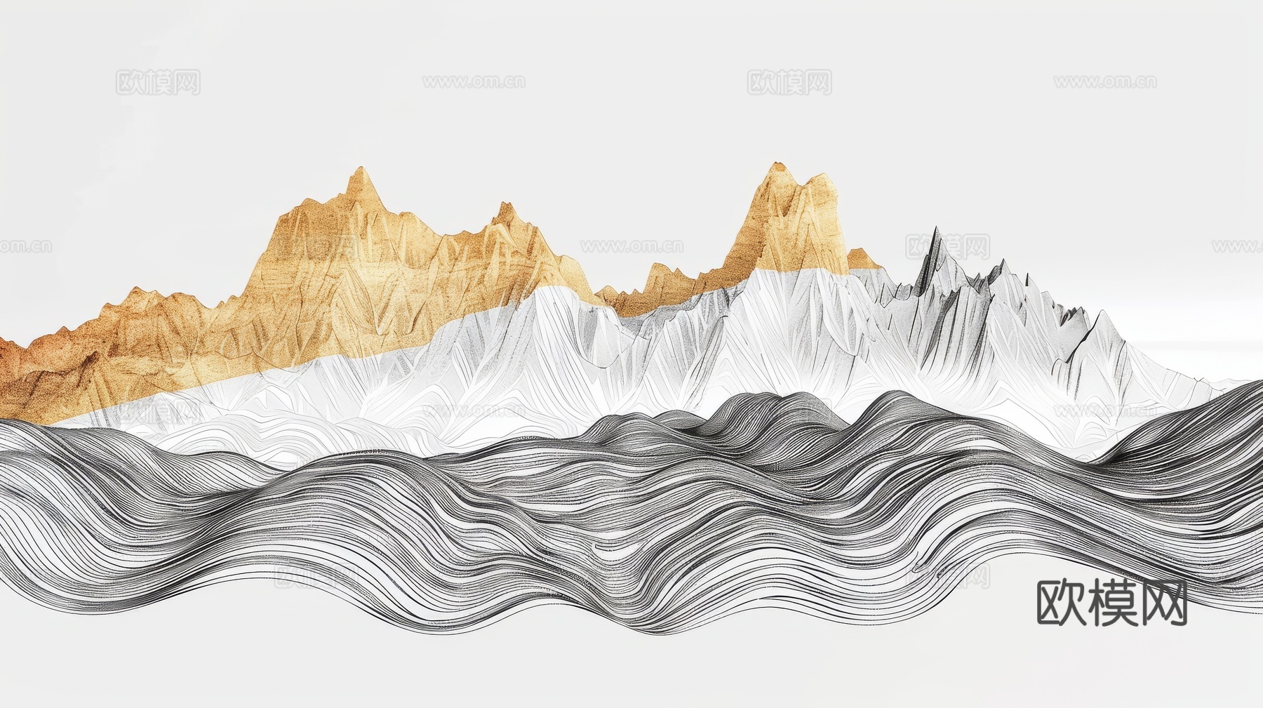 新中式山水国风背景下载（渲染图6）