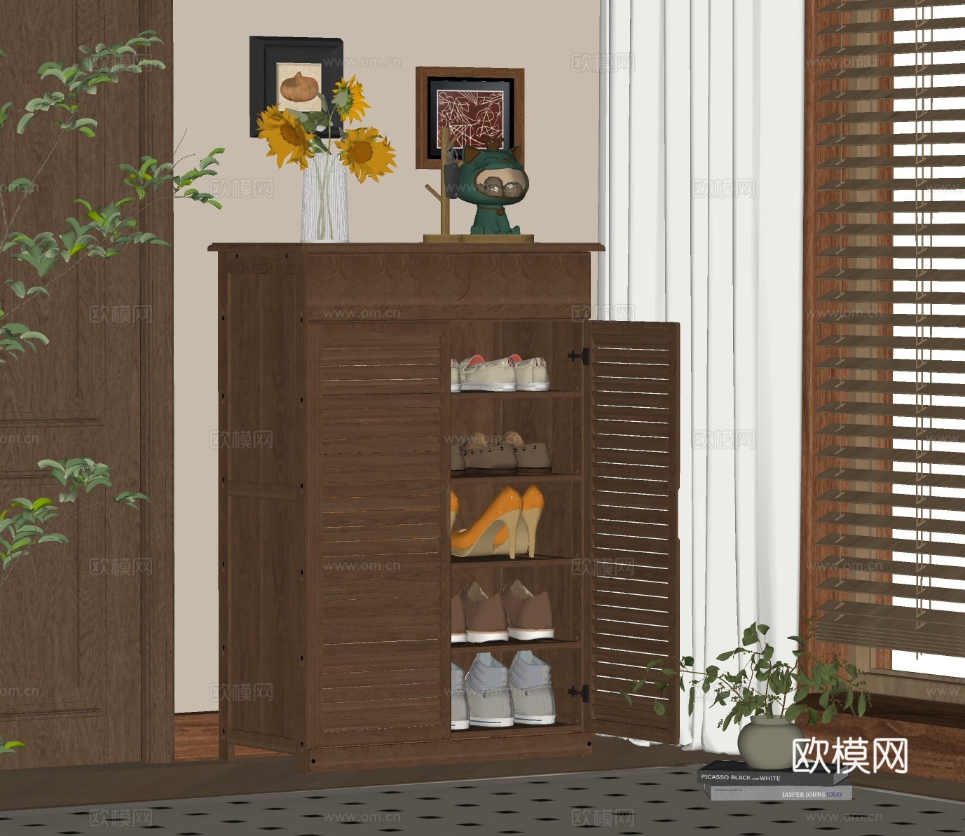 现代鞋柜 玄关鞋柜 矮鞋柜 成品鞋柜su模型