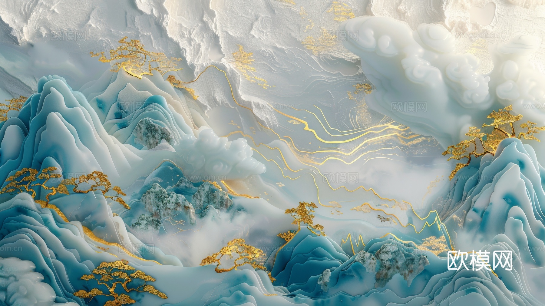 新中式山水国风背景