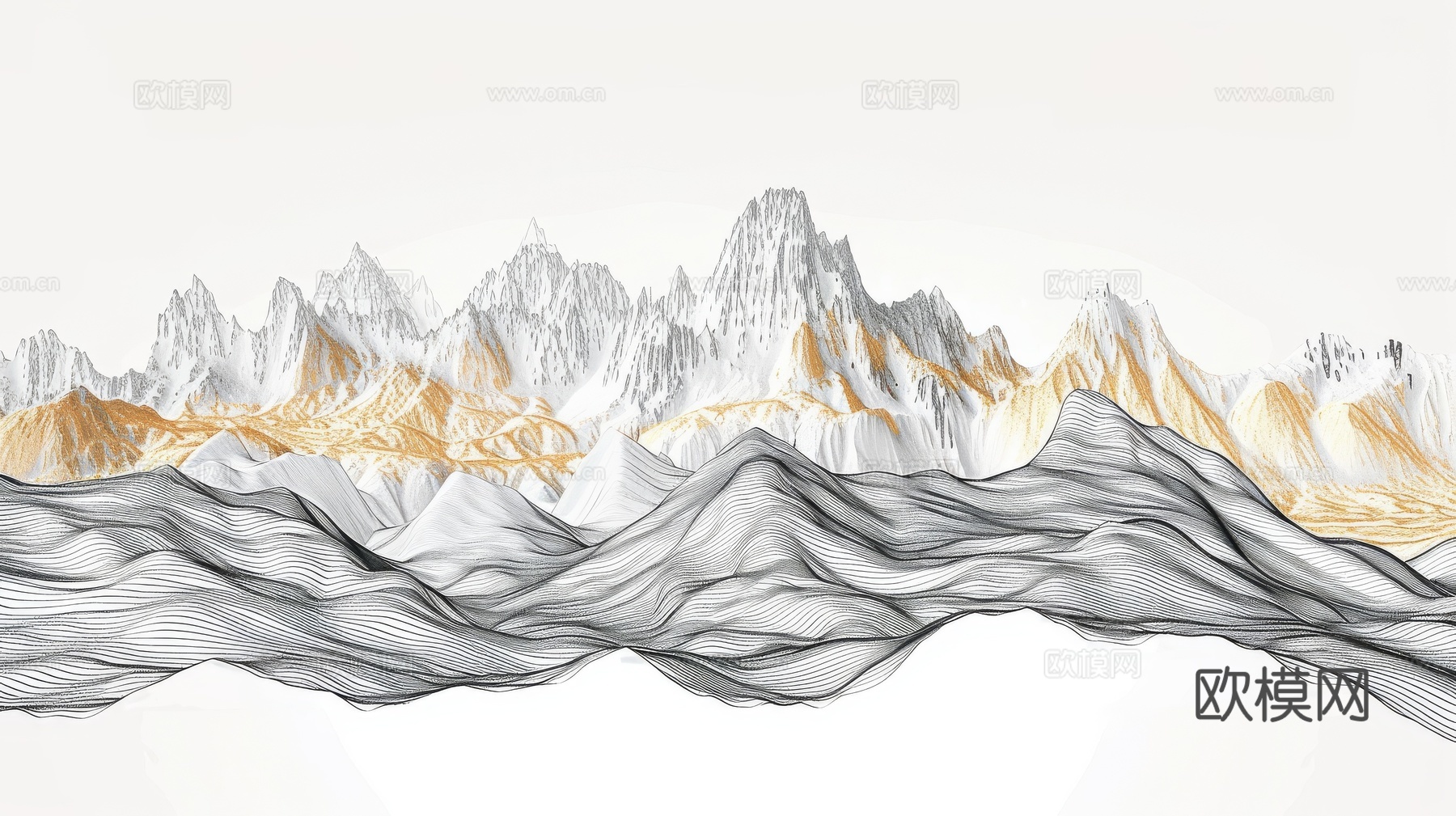 新中式山水国风背景下载（渲染图2）