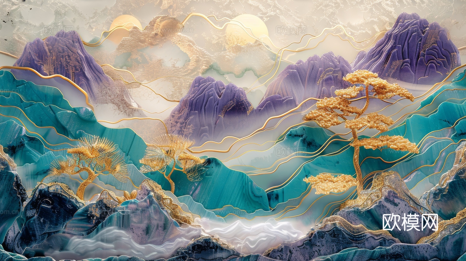 新中式山水国风背景