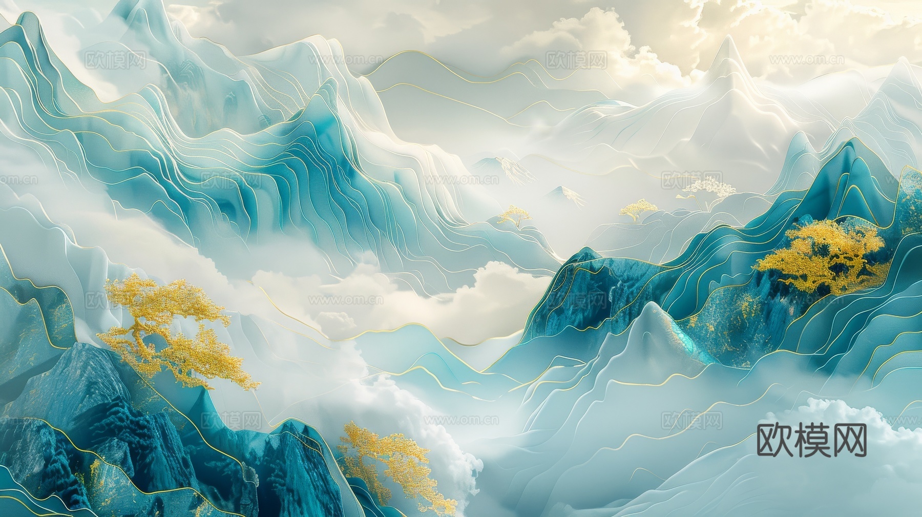 新中式山水国风背景