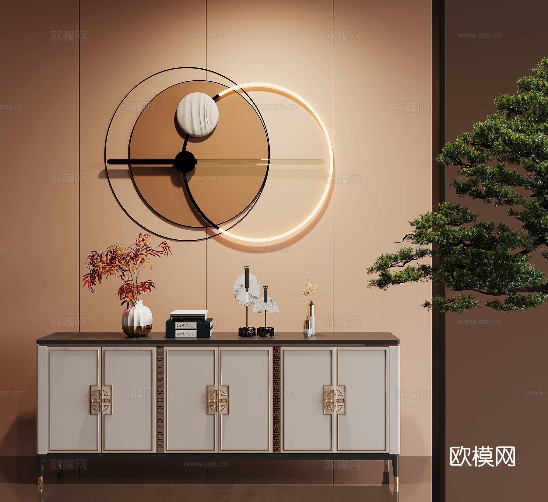 新中式玄关柜3d模型