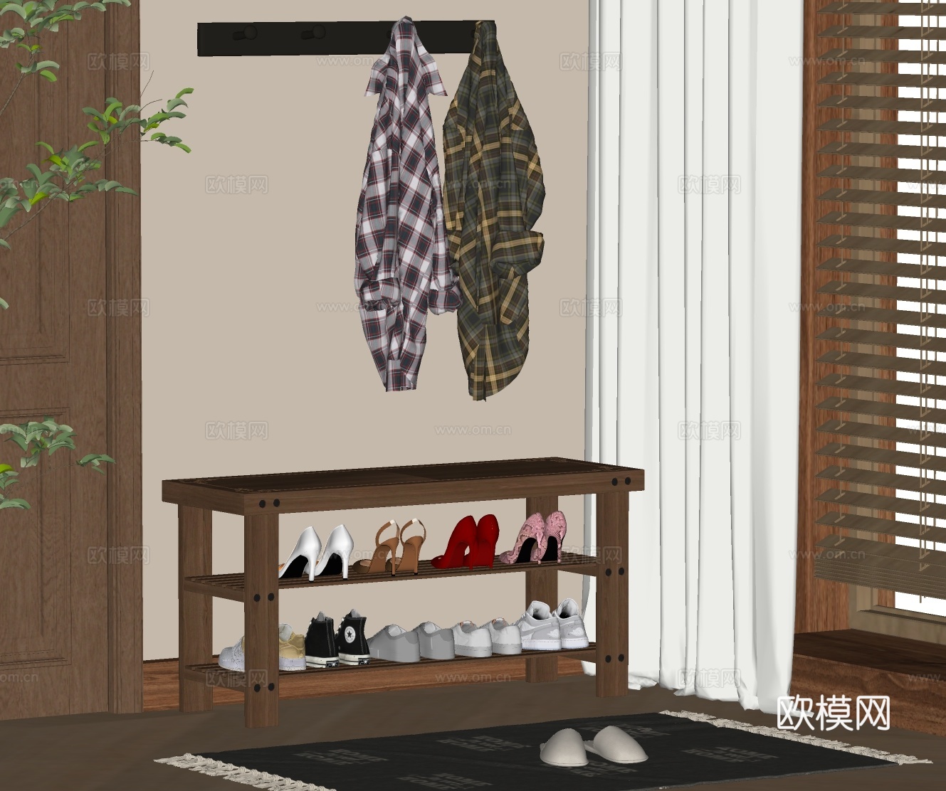 现代换鞋凳su模型