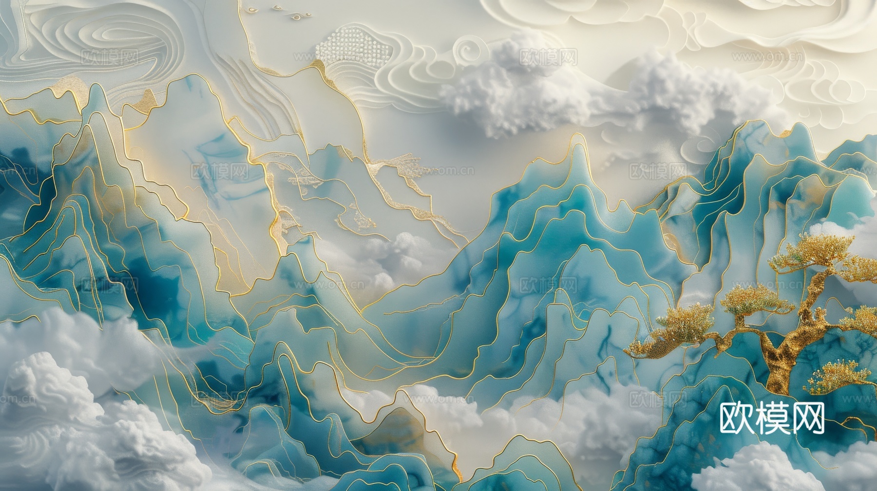 新中式山水国风背景