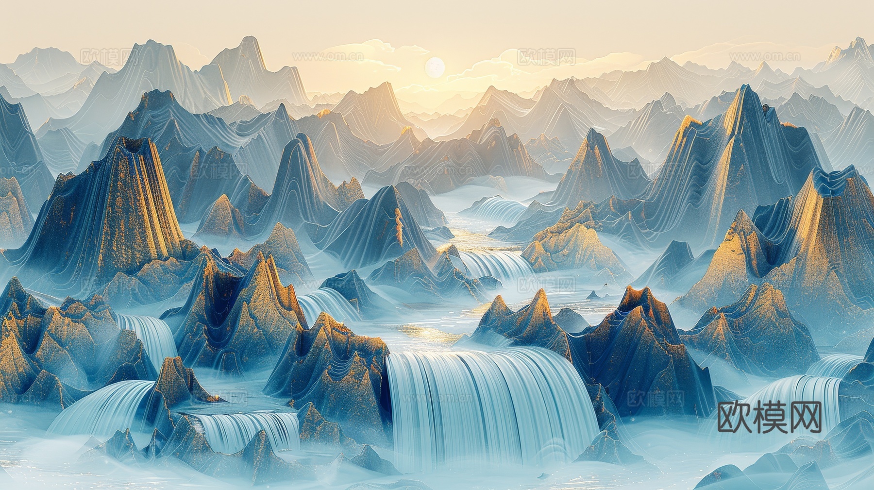 新中式山水国风背景