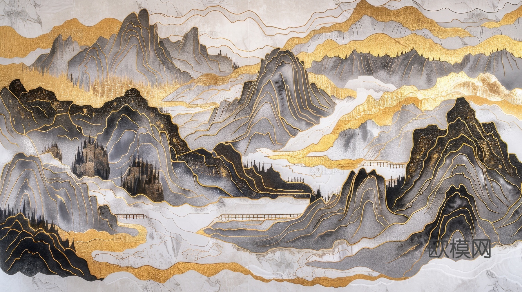 新中式山水国风背景