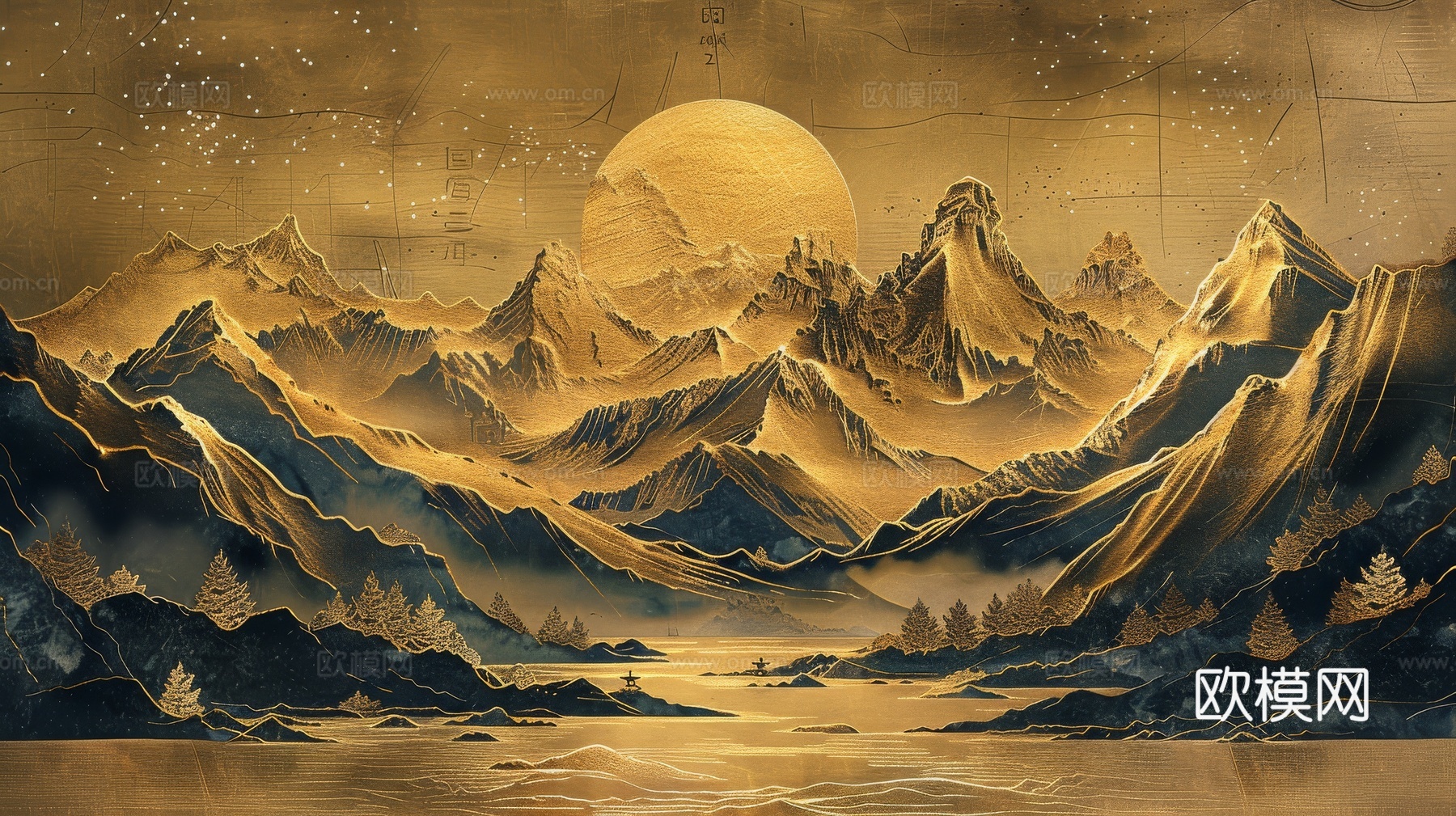 新中式山水国风背景