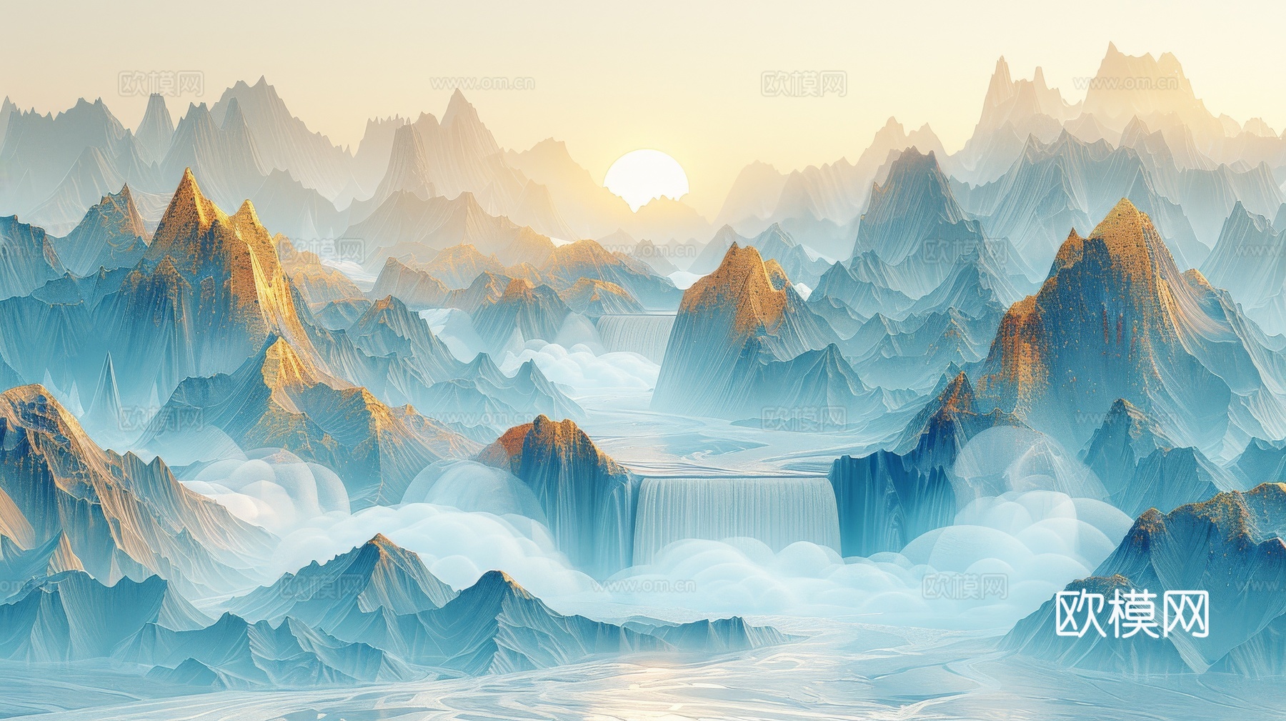新中式山水国风背景