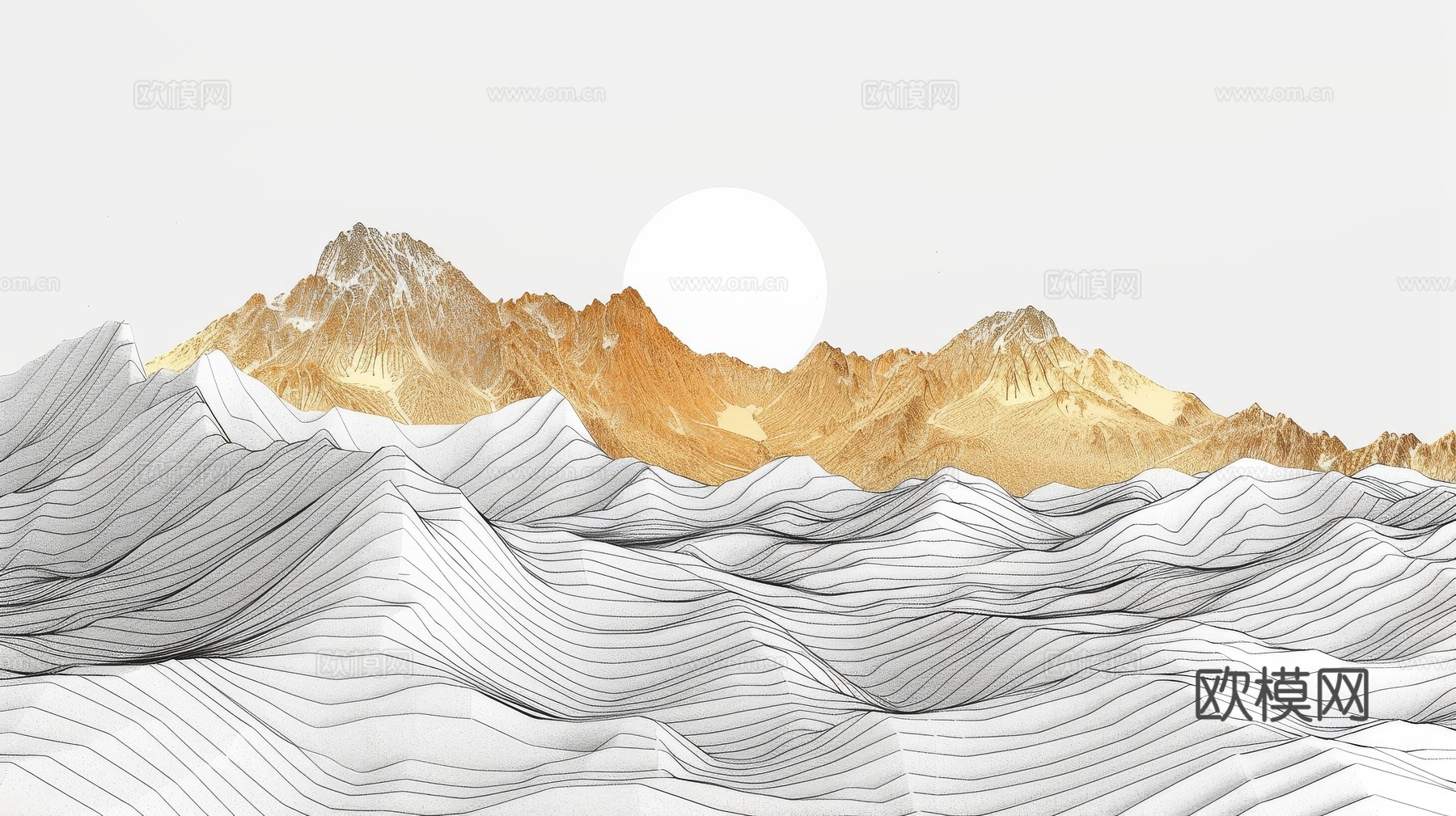 新中式山水国风背景下载（渲染图4）