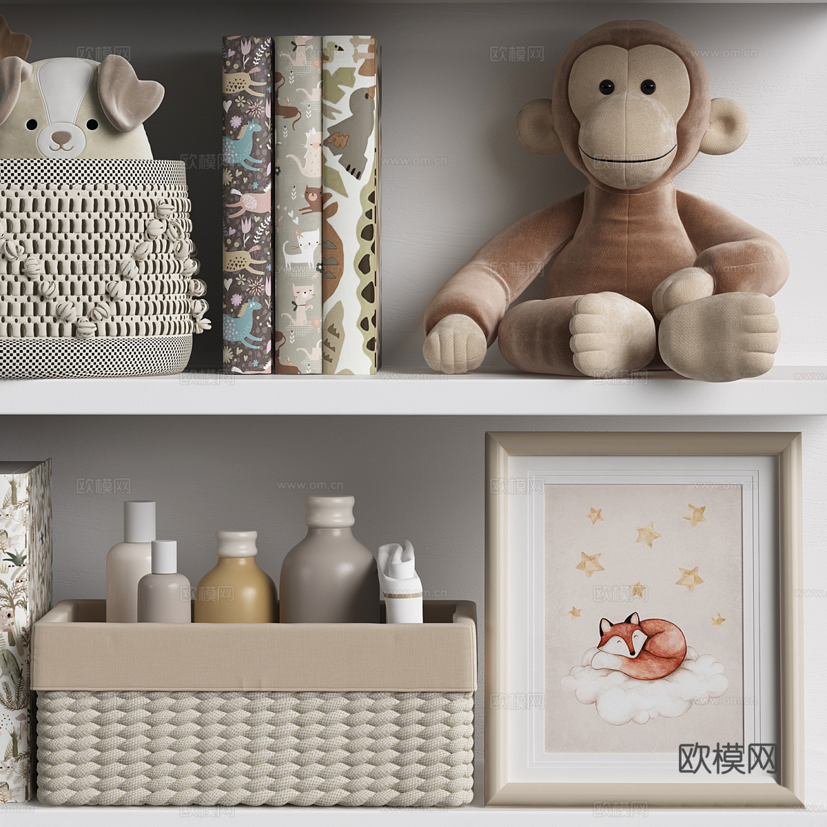 现代奶油风儿童饰品 毛绒玩具3d模型