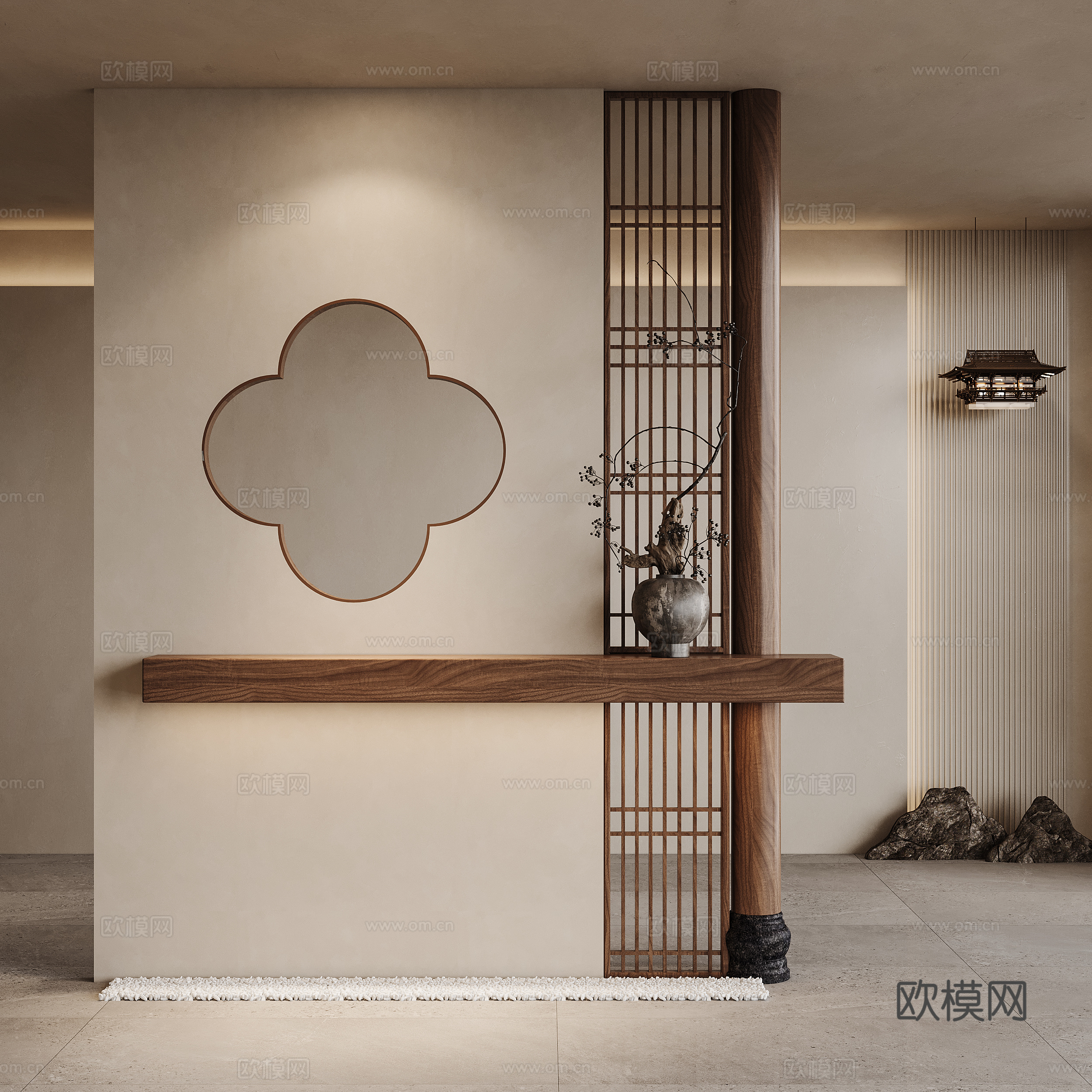 宋式玄关 玄关柜3d模型