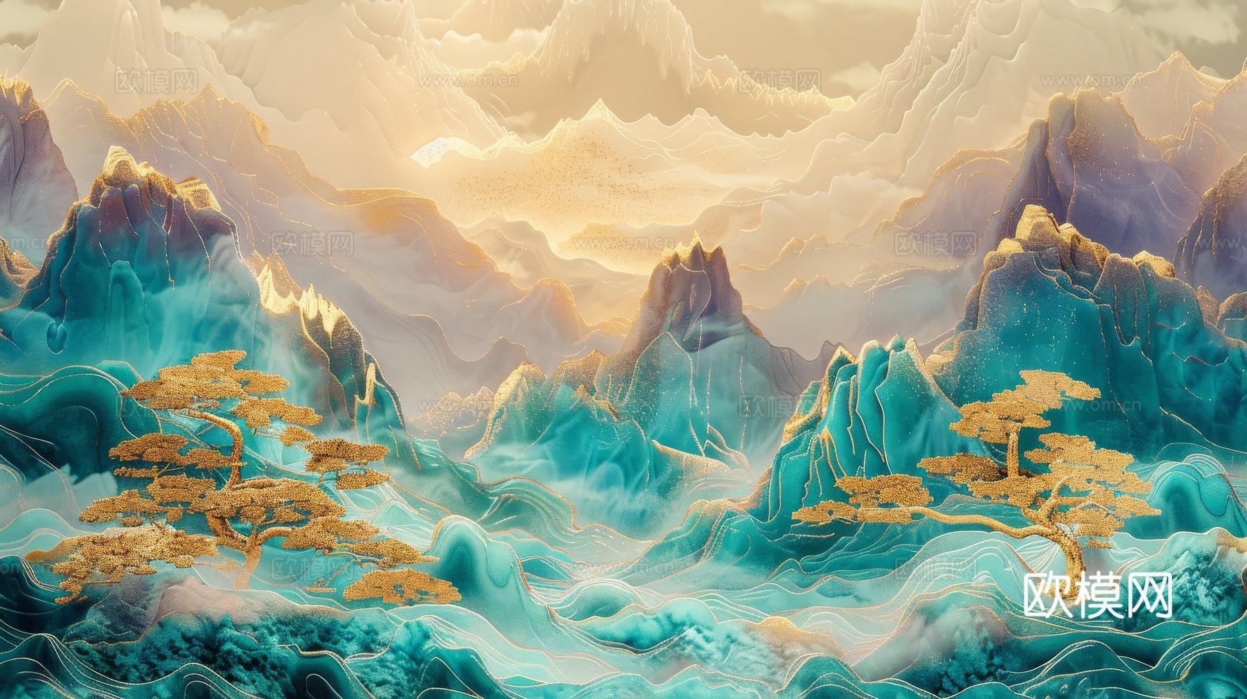 新中式山水国风背景
