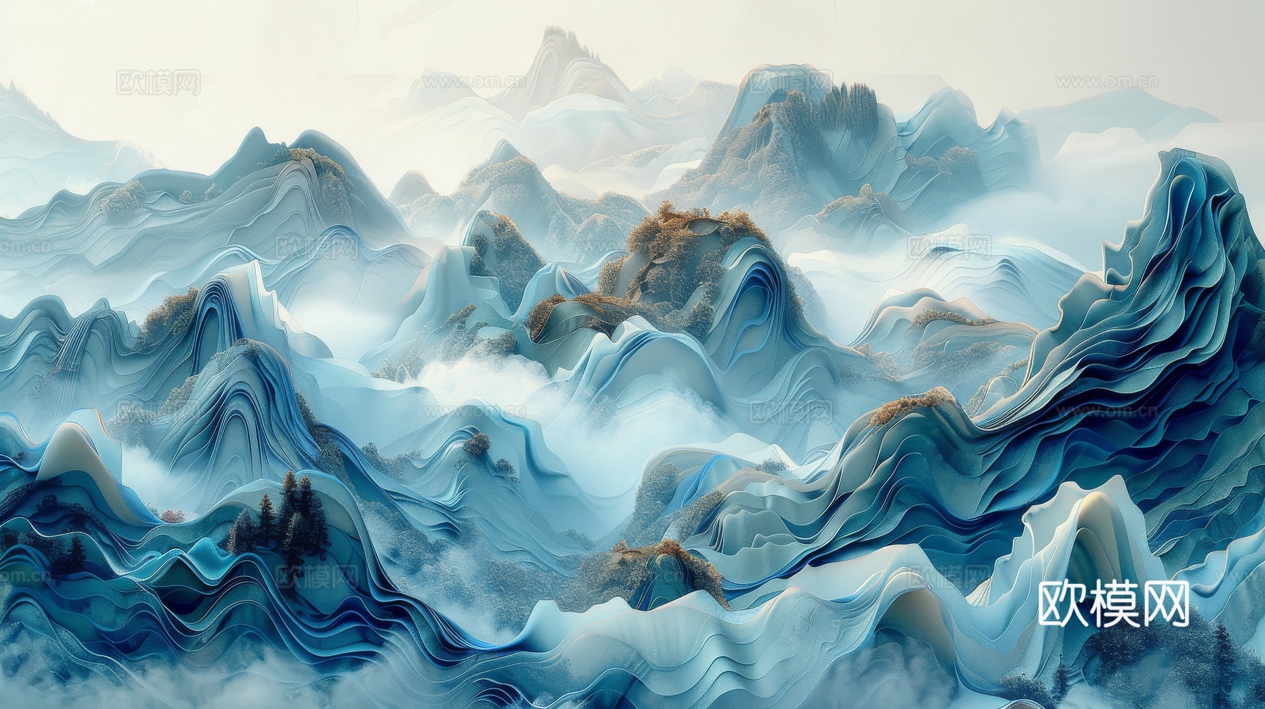 新中式山水国风背景