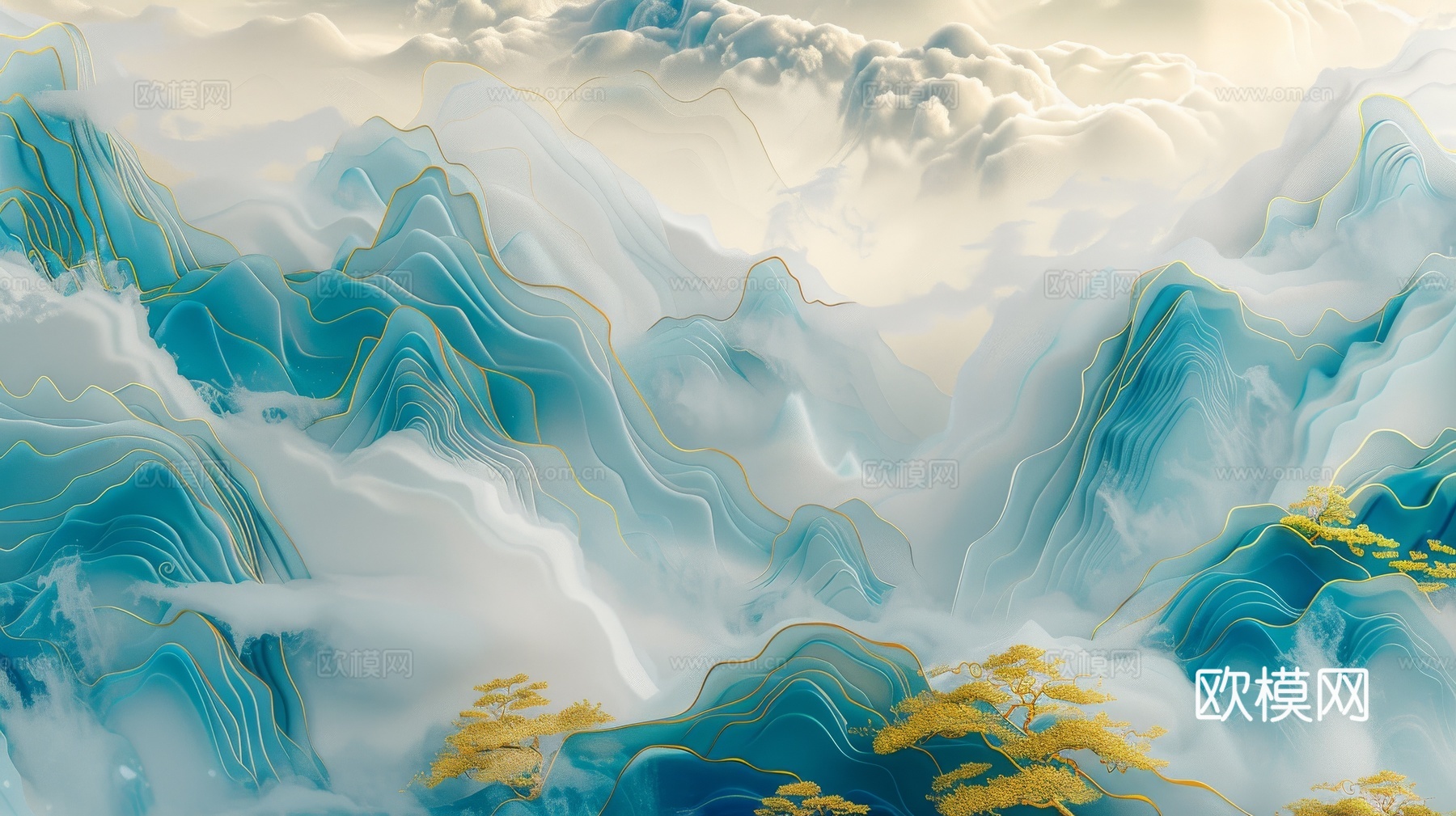 新中式山水国风背景