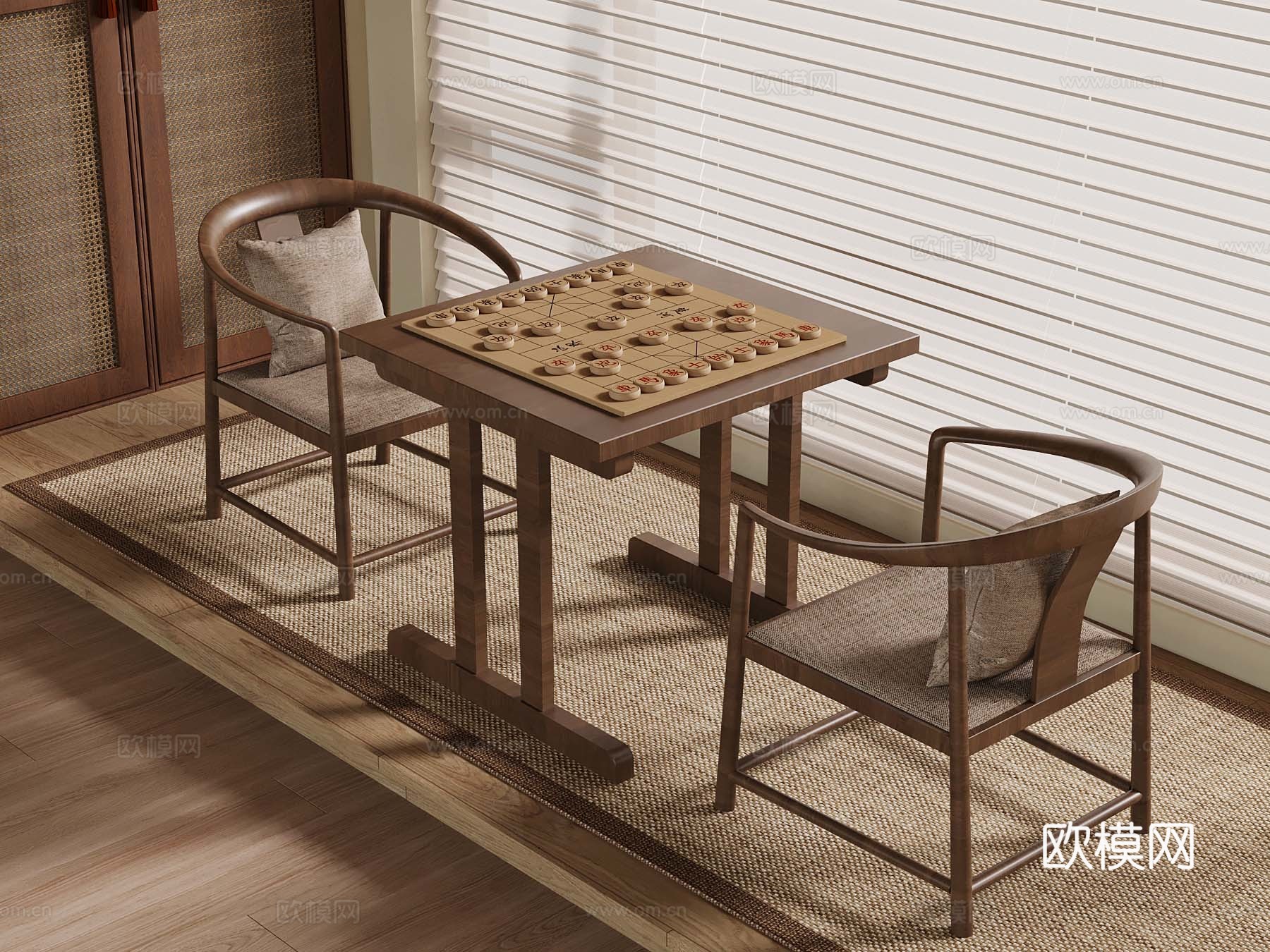 新中式娱乐桌 象棋桌3d模型