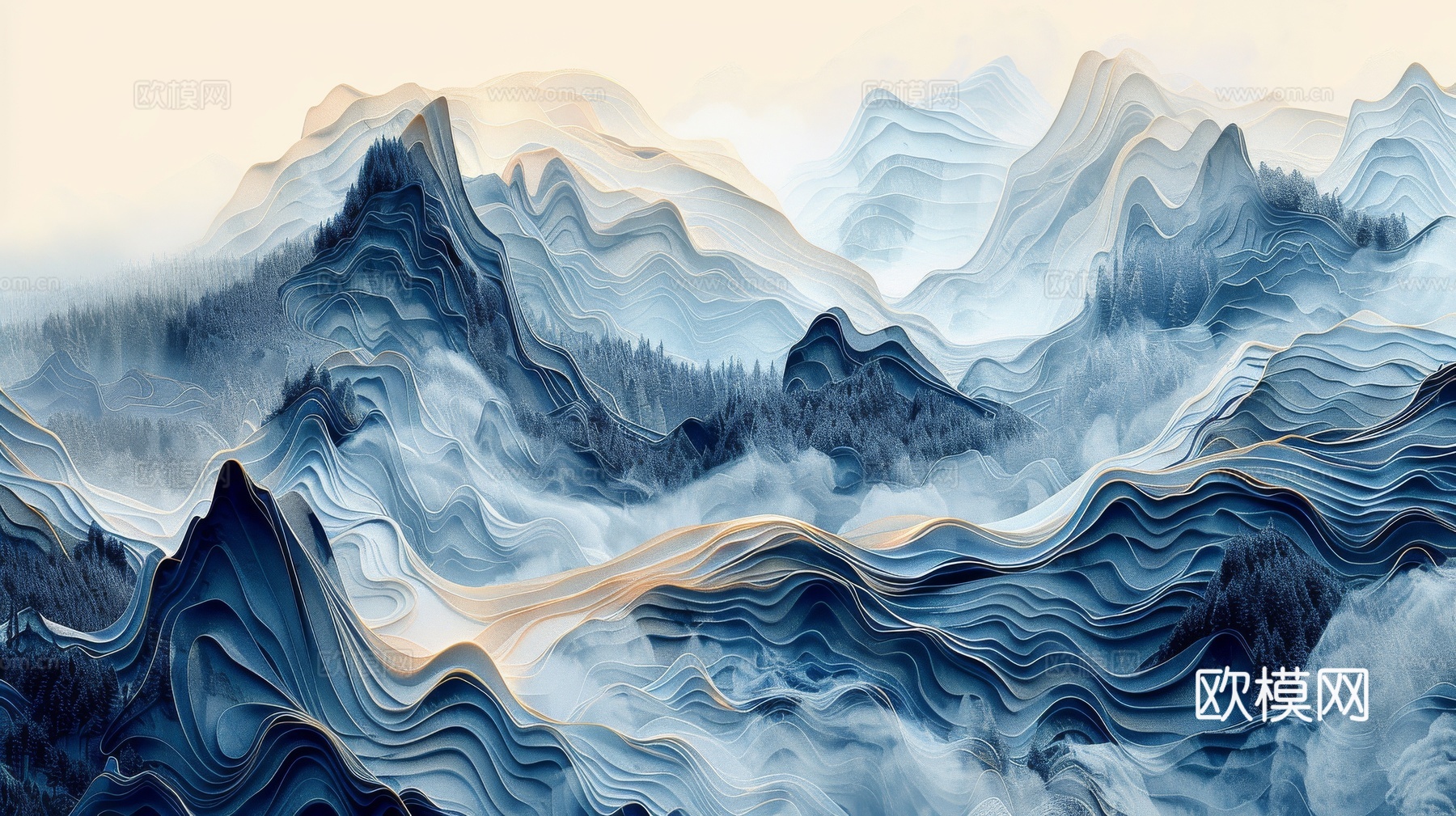 新中式山水国风背景