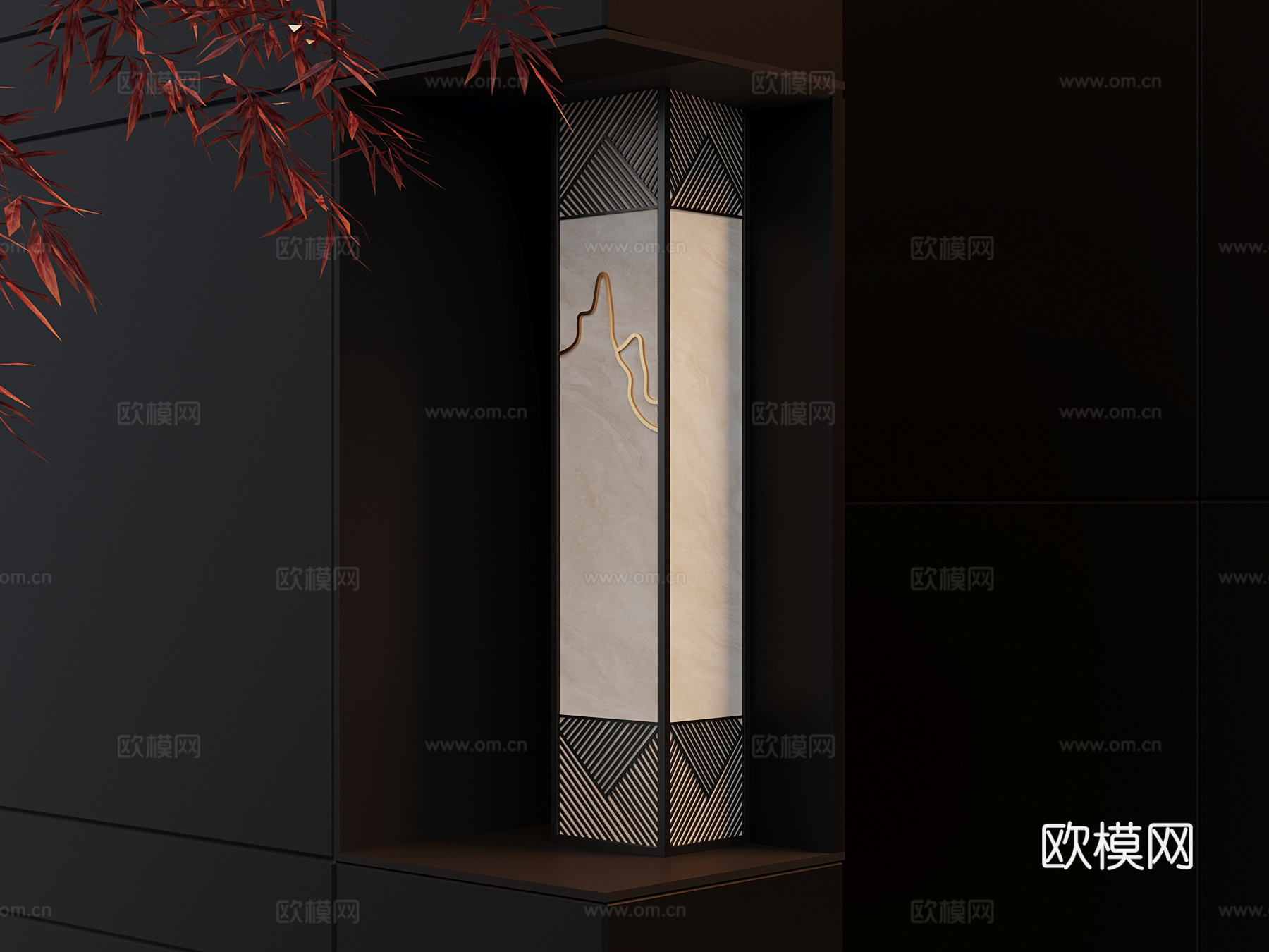 壁灯 新中式壁灯su模型