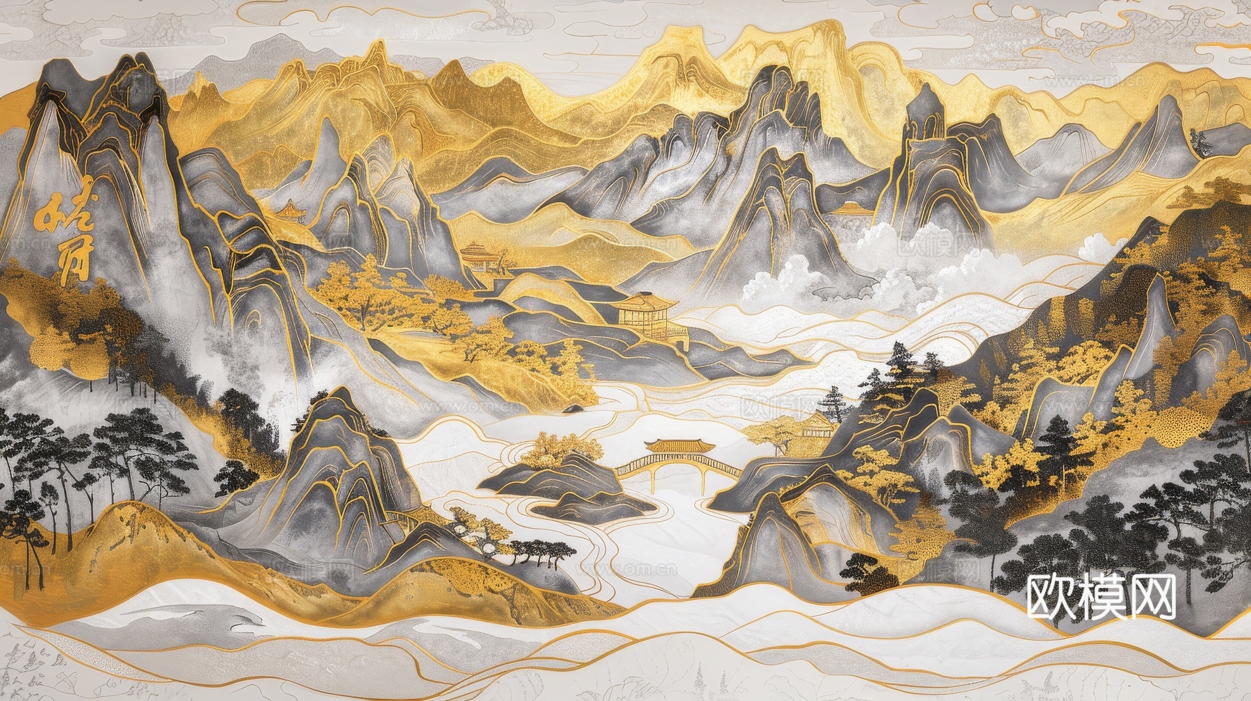 新中式山水国风背景
