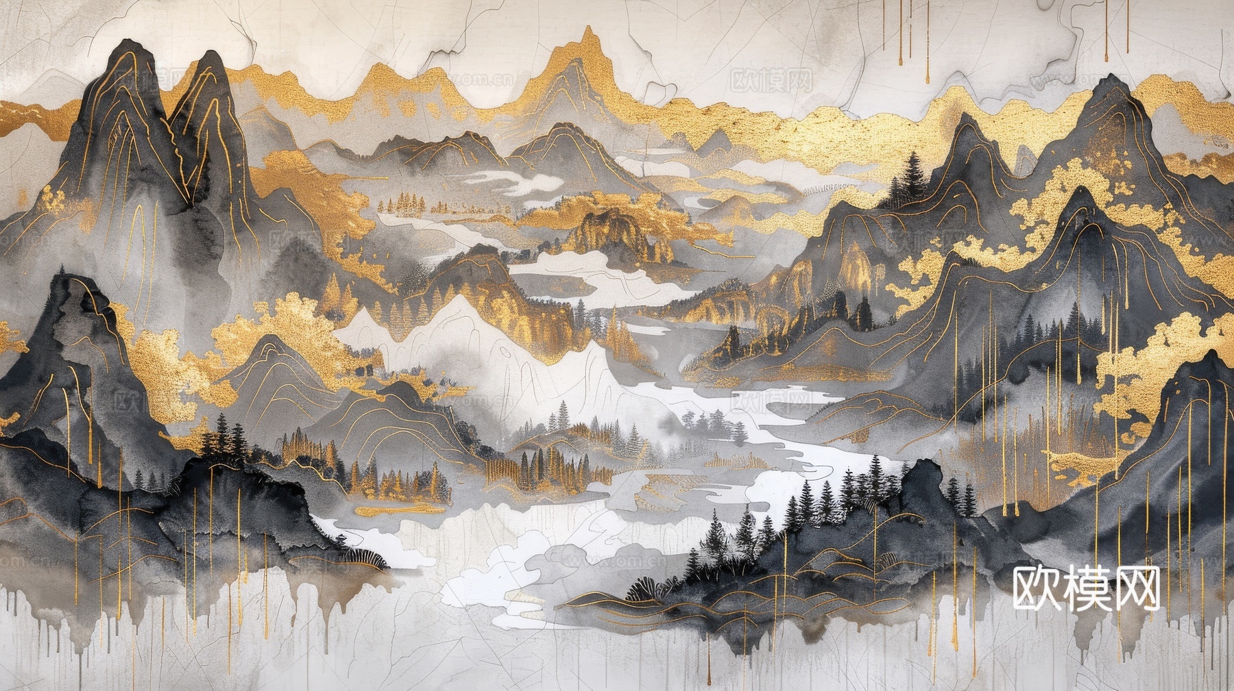 新中式山水国风背景