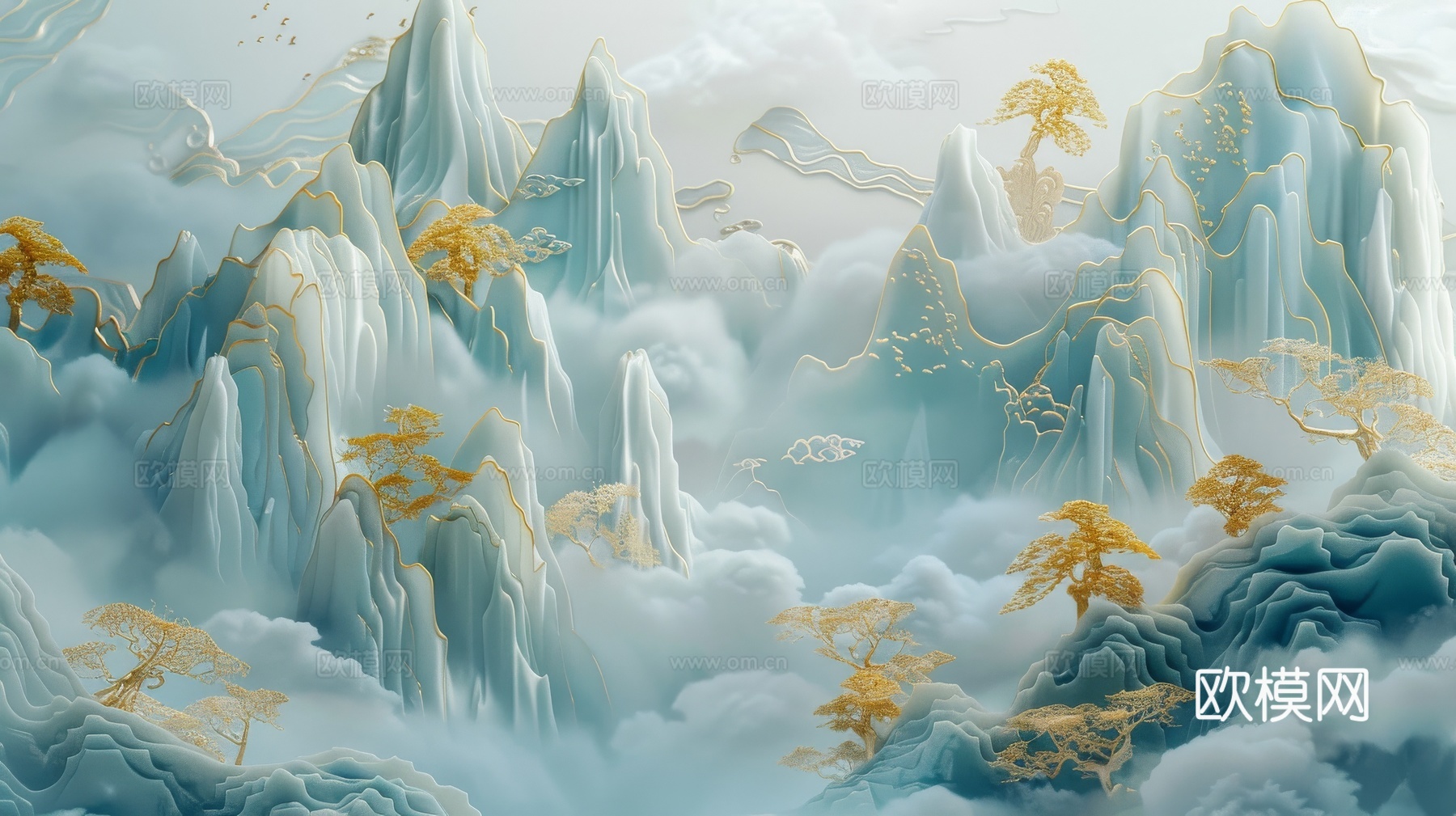 新中式山水国风背景